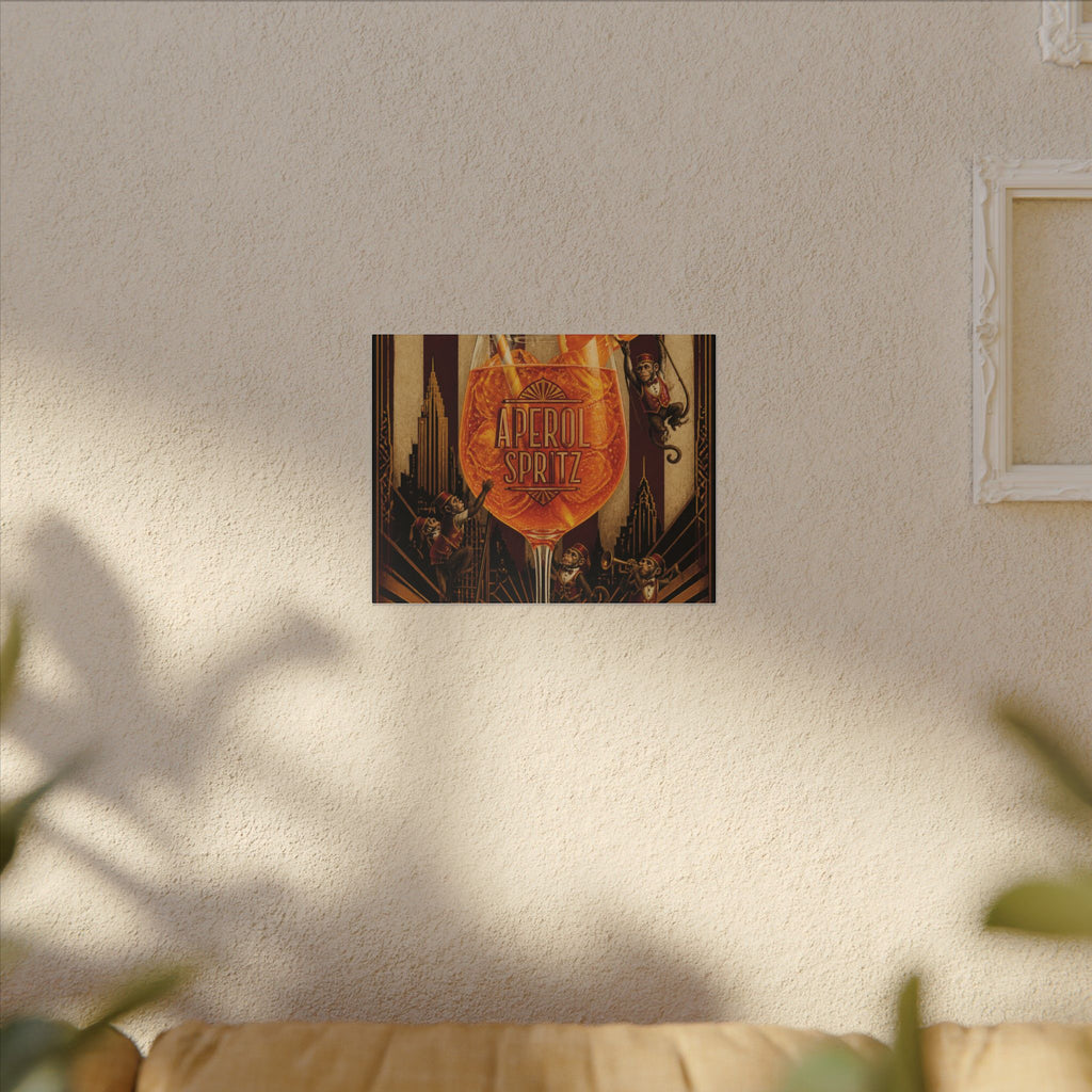 Aperol Spritz Monkeys Wall Art Canvas 24×36 Art Deco Bar Area Decor Maximalist Print