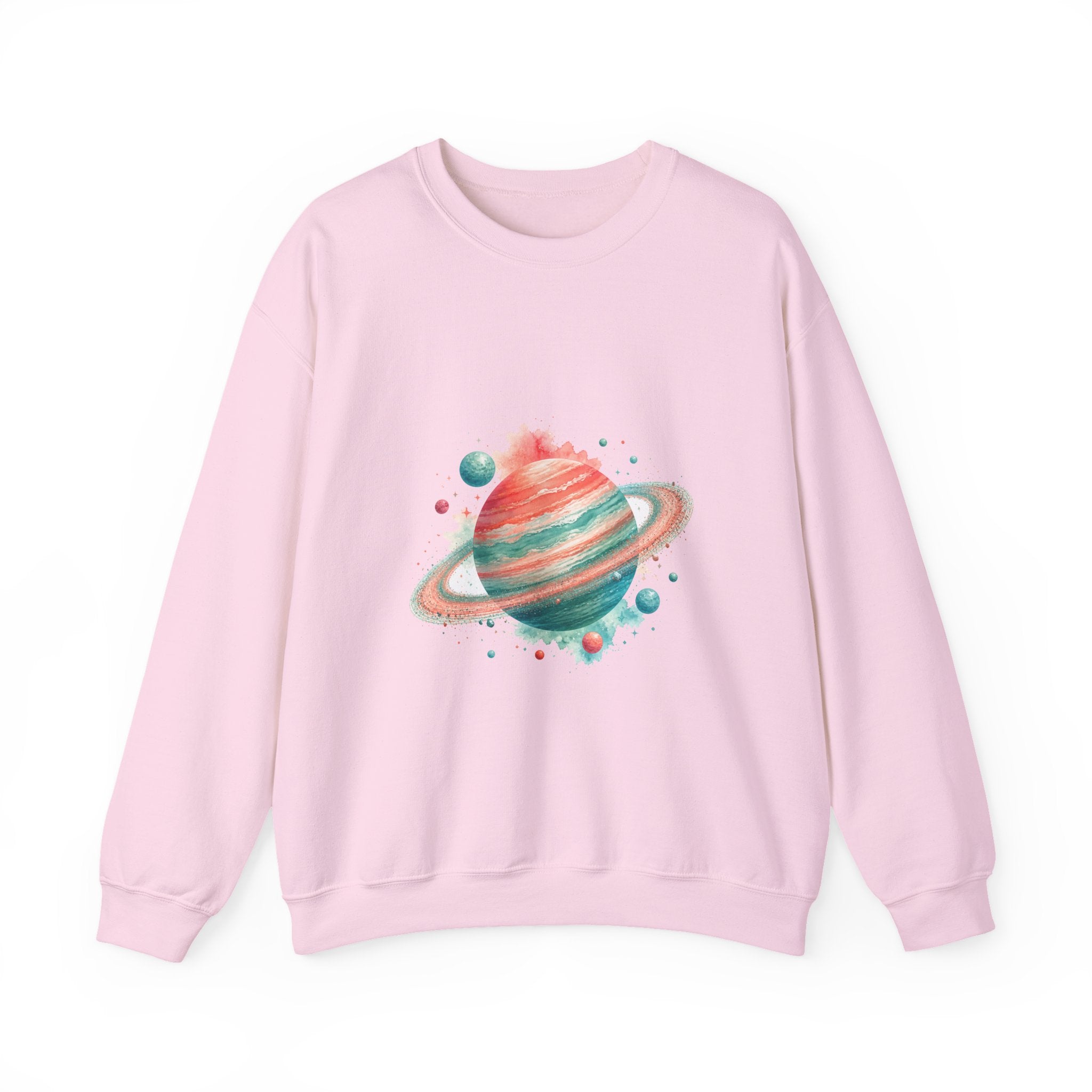 Matching Couple Sweatshirt - Astronaut & Planet Matching Couple Premium Fleece Sweatshirt Watercolor Art His Hers Birthday Gift - Design B