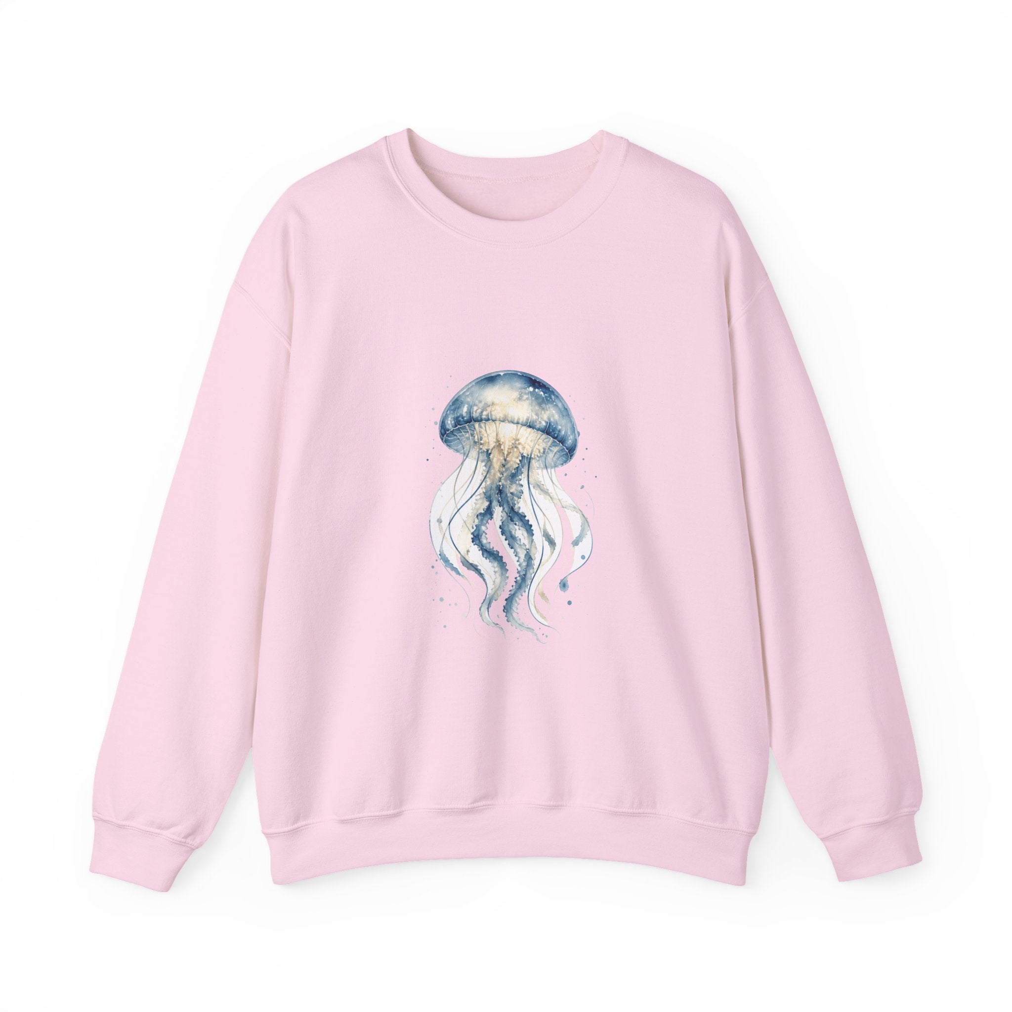 Matching Couple Sweatshirt - Octopus & Jellyfish Matching Couple Crewneck Sweatshirt Watercolor Art His Hers Engagement Gift - Design B