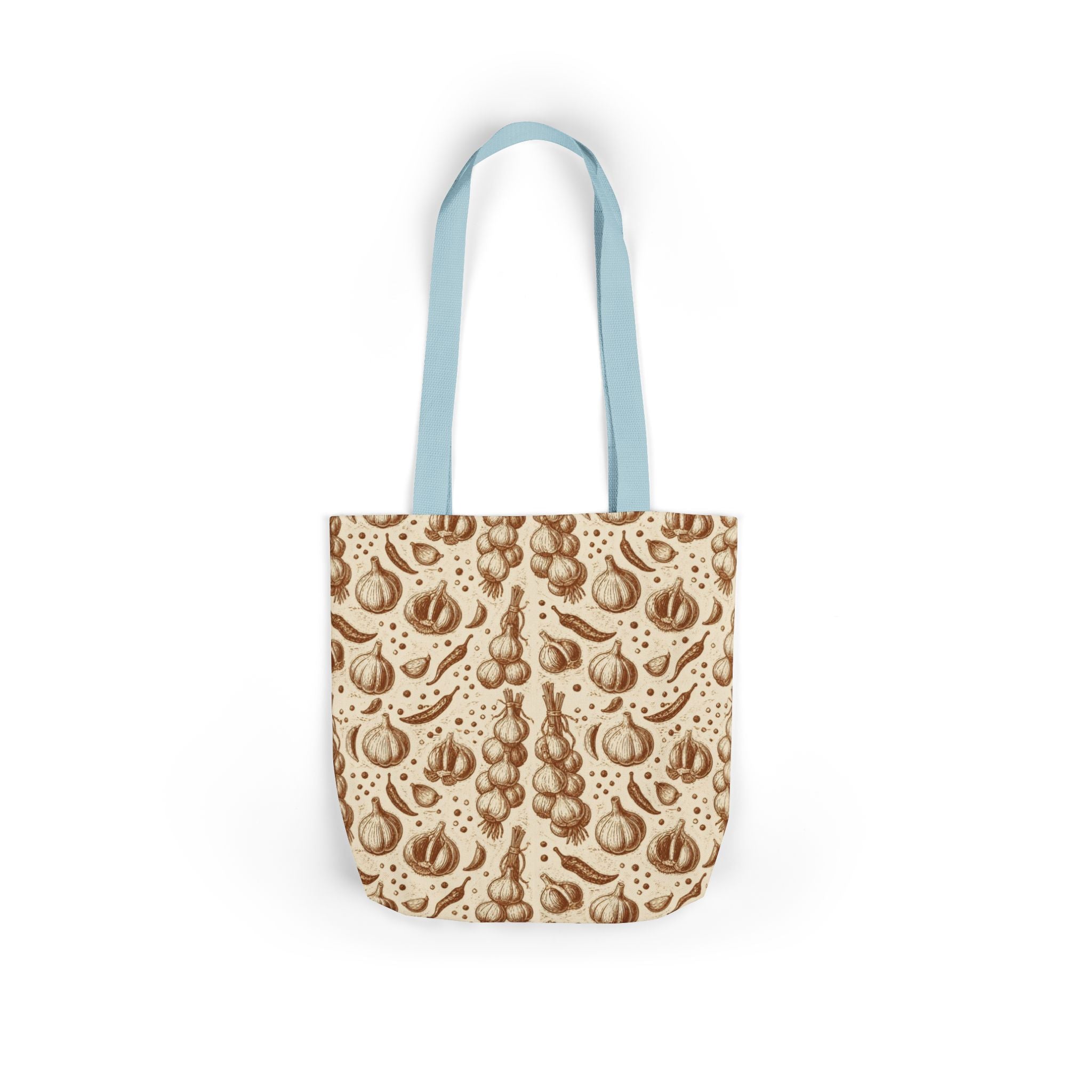Garlic Bulbs & Cloves Canvas Tote Bag Mediterranean Kitchen Linocut Design Italian Cottagecore Gift