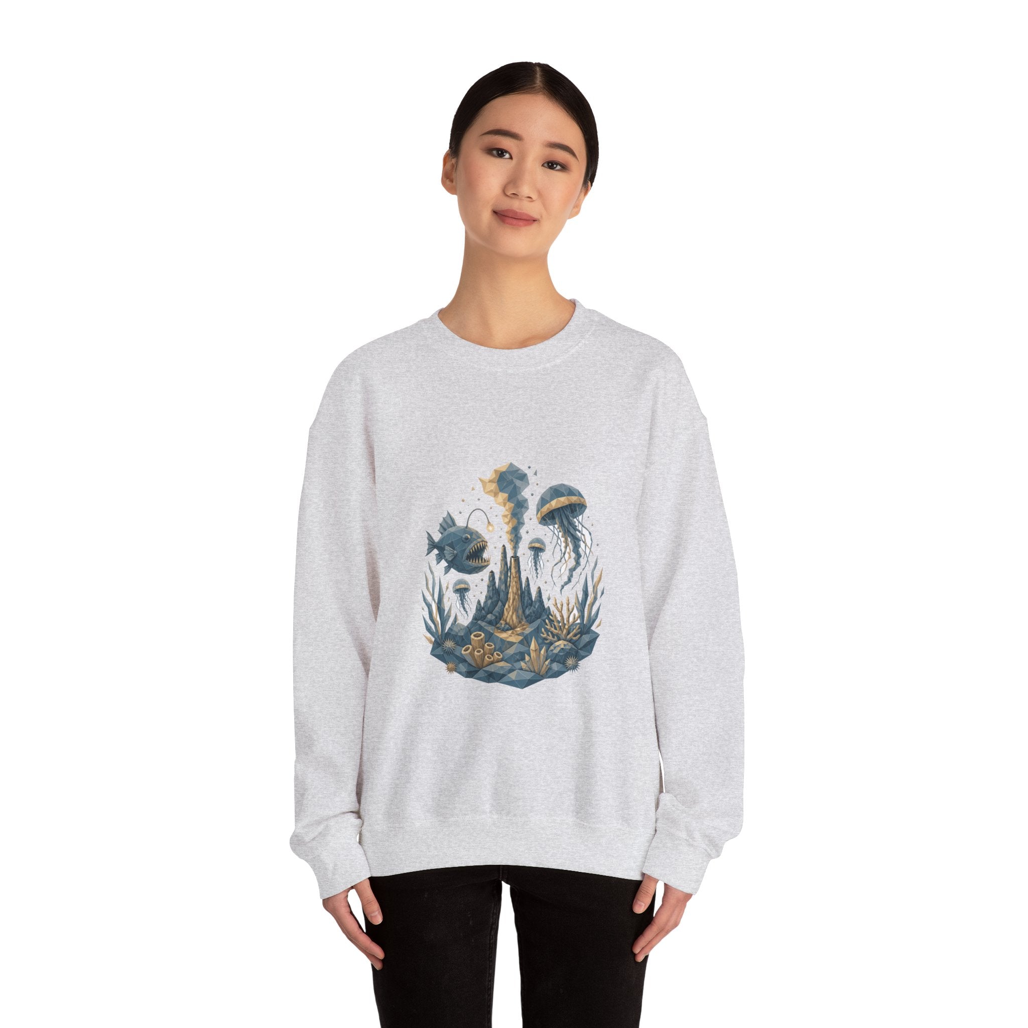 Matching Couple Sweatshirt - Coral Reef & Deep Sea Matching Couple Comfort Colors Crew Geometric Art His Hers Love Gift - Design B