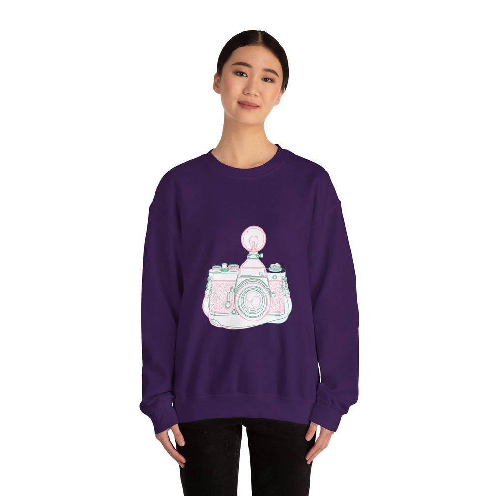 Matching Couple Sweatshirt - Camera & Film Matching Couple Crewneck Sweatshirt Minimalist Art His Hers Valentine Gift - Design A