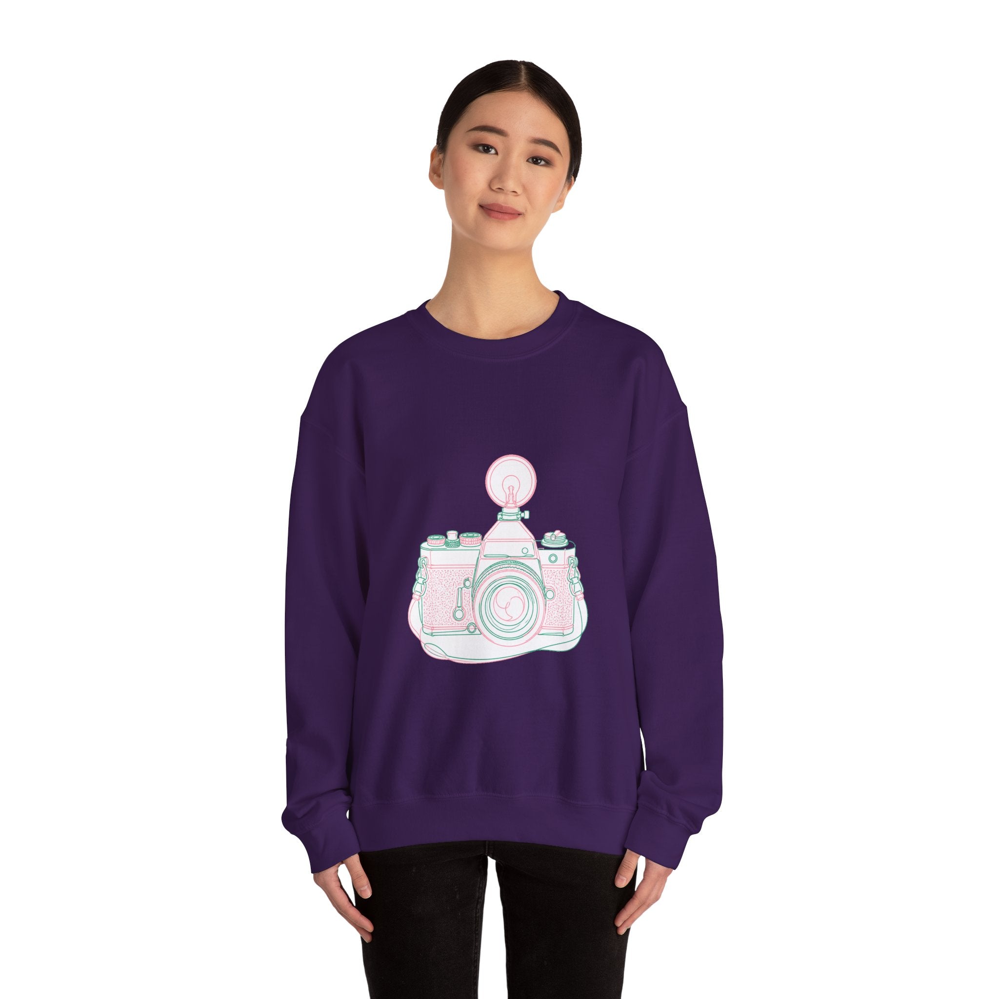 Matching Couple Sweatshirt - Camera & Film Matching Couple Crewneck Sweatshirt Minimalist Art His Hers Valentine Gift - Design A