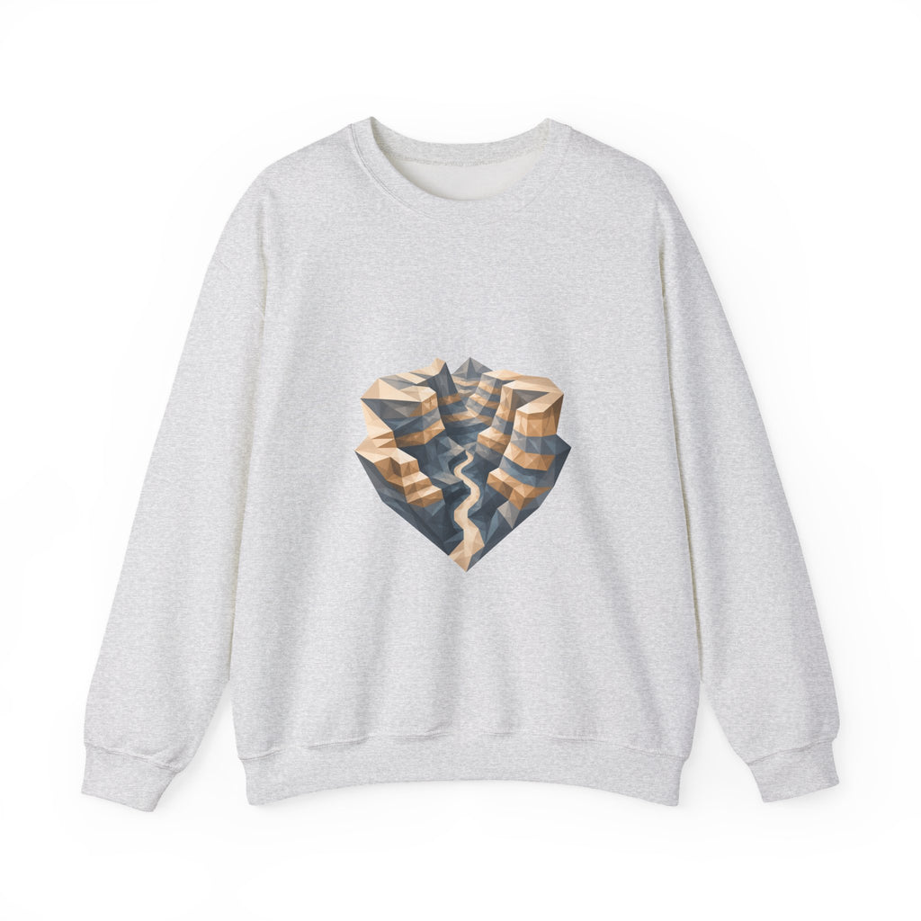 Matching Couple Sweatshirt - Lavender Fields & Canyon Matching Couple Crewneck Sweatshirt Geometric Art His Hers Couple Gift - Design B