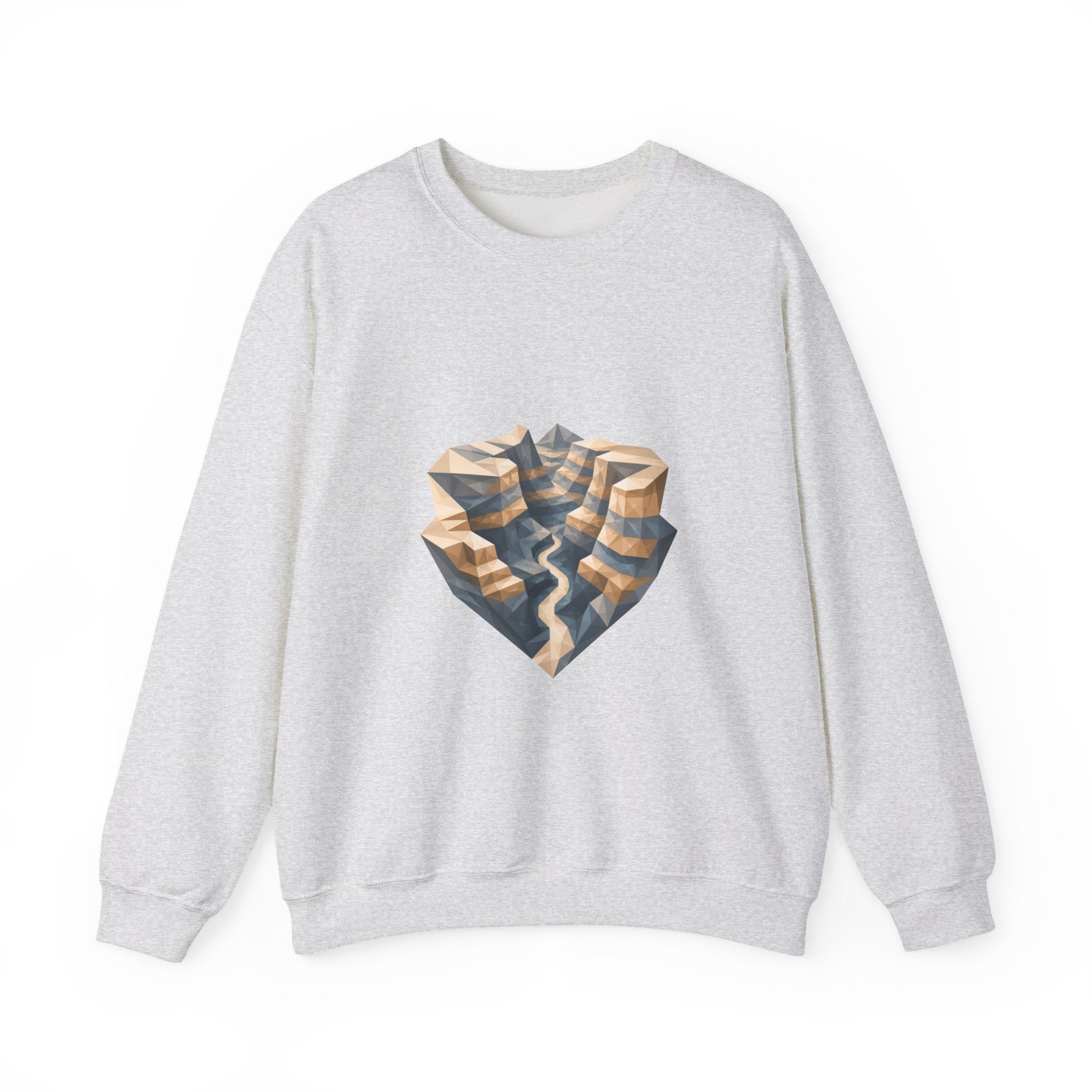 Matching Couple Sweatshirt - Lavender Fields & Canyon Matching Couple Crewneck Sweatshirt Geometric Art His Hers Couple Gift - Design B