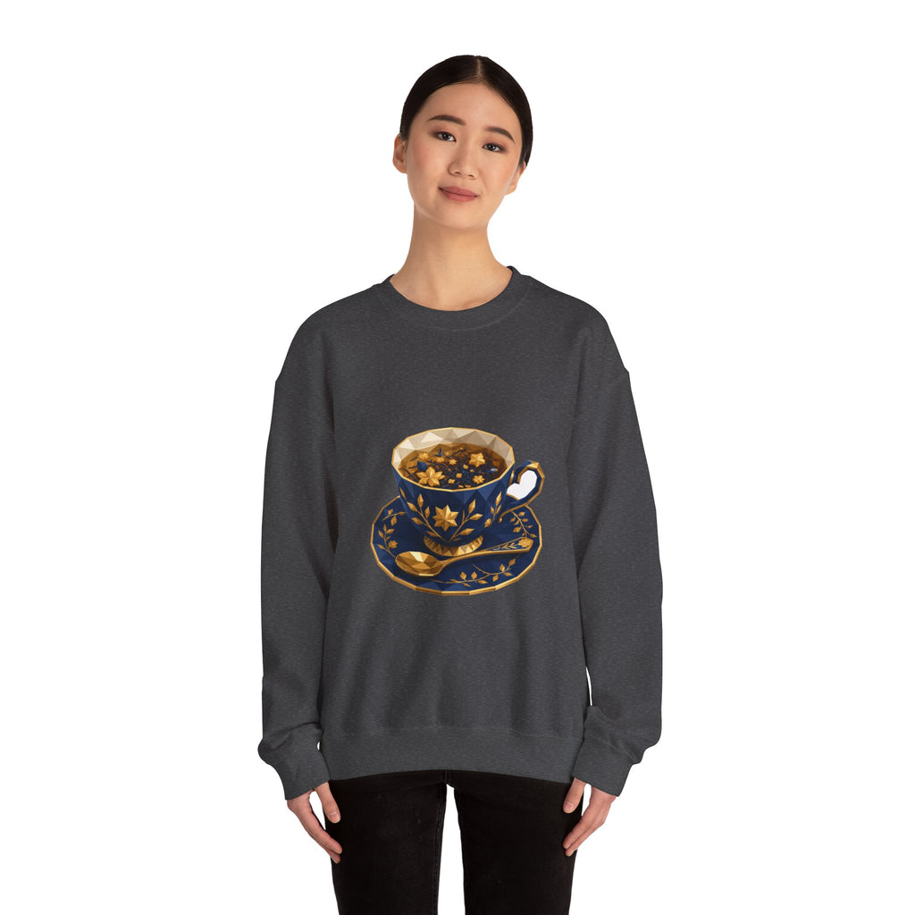 Matching Couple Sweatshirt - Coffee & Tea Matching Couple Comfort Colors Crew Geometric Art His Hers Love Gift - Design B