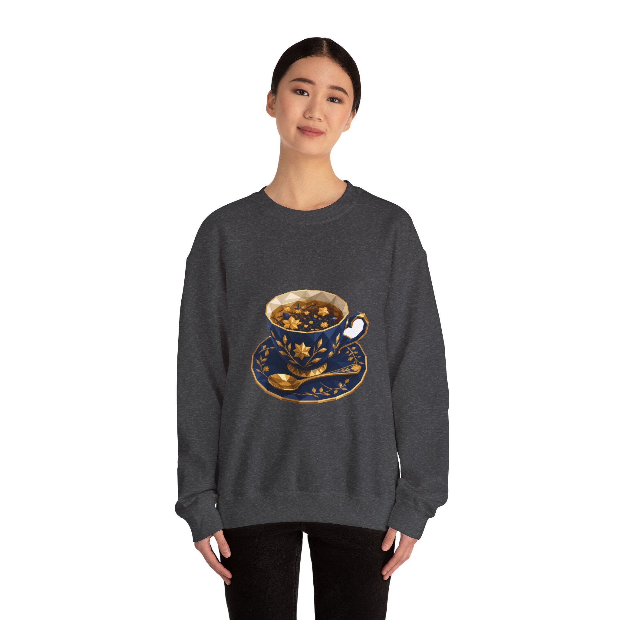 Matching Couple Sweatshirt - Coffee & Tea Matching Couple Comfort Colors Crew Geometric Art His Hers Love Gift - Design B