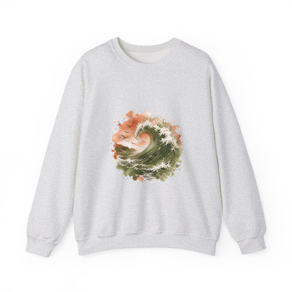Matching Couple Sweatshirt - Mountain & Ocean Matching Couple Premium Fleece Sweatshirt Watercolor Art His Hers Birthday Gift - Design B
