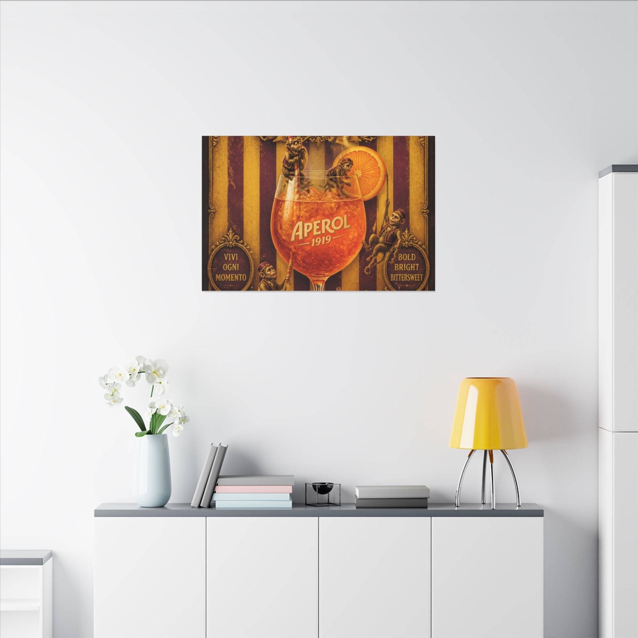 Aperol Spritz Monkeys Wall Art Canvas 24×36 Baroque Studio Decor Maximalist Print