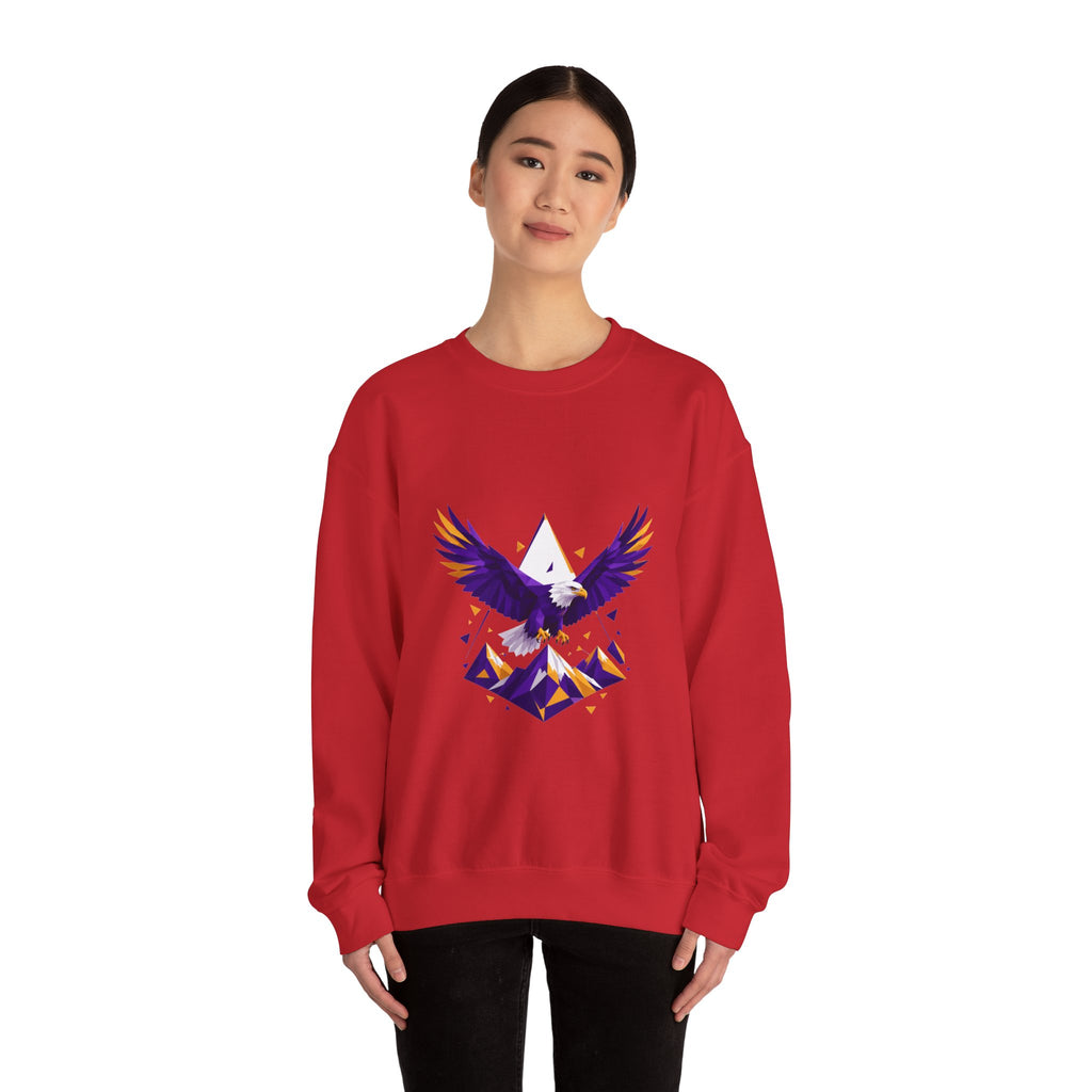 Matching Couple Sweatshirt - Eagle & Whale Matching Couple Premium Fleece Sweatshirt Geometric Art His Hers Love Gift - Design A