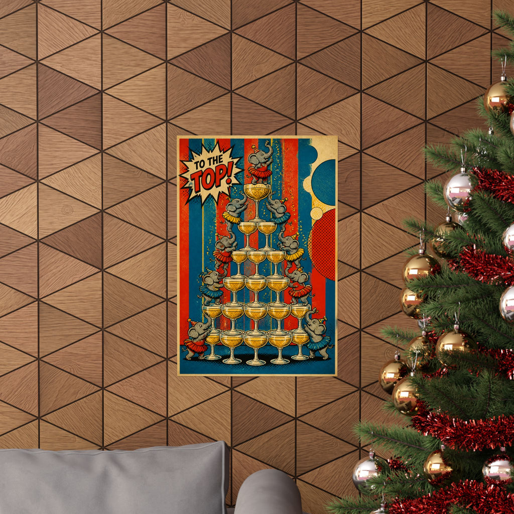 Champagne Tower Elephants Wall Art Poster 24×36 Pop Art Restaurant Decor Maximalist Print