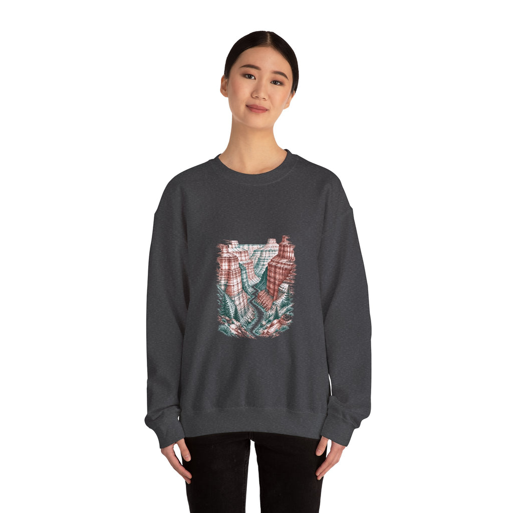 Matching Couple Sweatshirt - Lavender Fields & Canyon Matching Couple Crewneck Sweatshirt Hand-Drawn Art His Hers Best Friend Gift - Design B