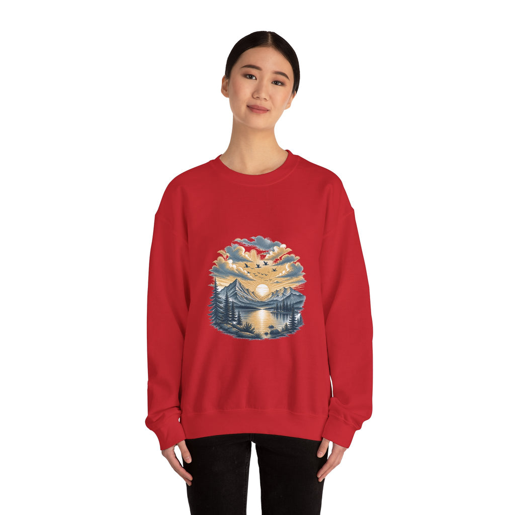 Matching Couple Sweatshirt - Sunrise & Sunset Matching Couple Comfort Colors Crew Hand-Drawn Art His Hers Anniversary Gift - Design B