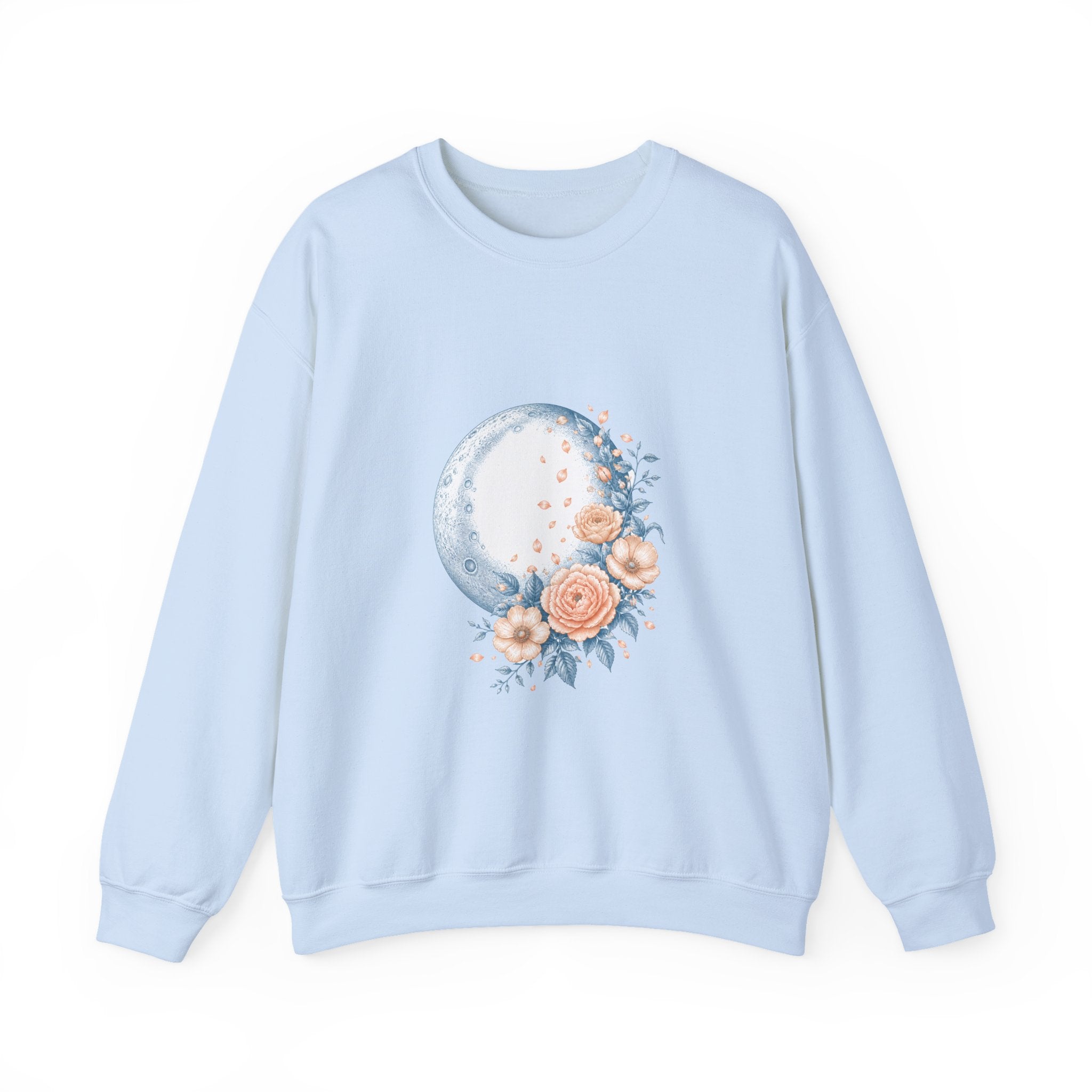 Matching Couple Sweatshirt - Waxing & Waning Moon Matching Couple Crewneck Sweatshirt Vintage Art His Hers Wedding Gift - Design B