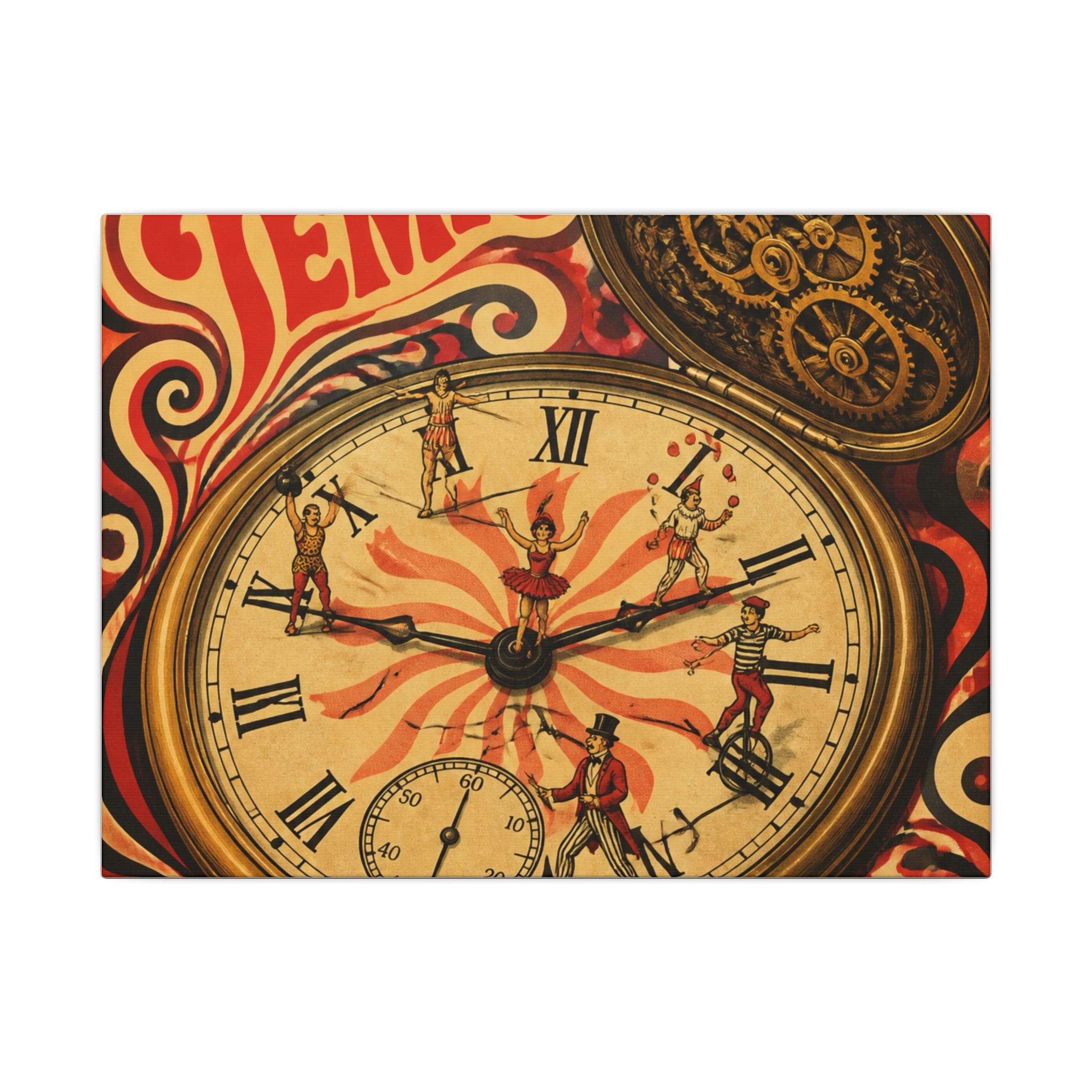 Pocket Watch Performers Wall Art Canvas 16×20 Psychedelic Cafe Decor Maximalist Print