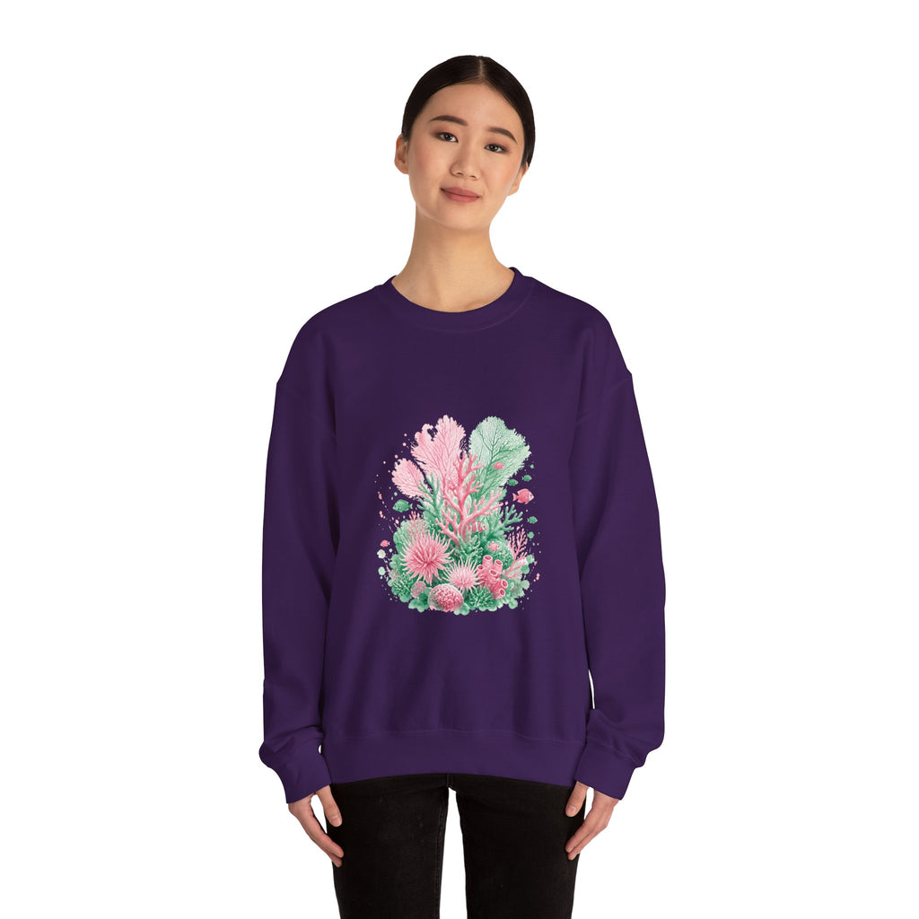 Matching Couple Sweatshirt - Coral Reef & Deep Sea Matching Couple Crewneck Sweatshirt Watercolor Art His Hers Engagement Gift - Design A