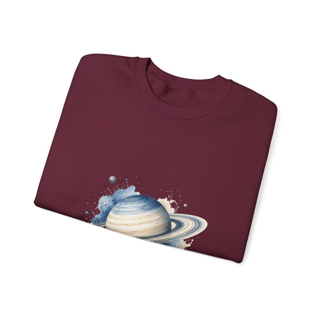 Matching Couple Sweatshirt - Saturn & Jupiter Matching Couple Crewneck Sweatshirt Watercolor Art His Hers Engagement Gift - Design A