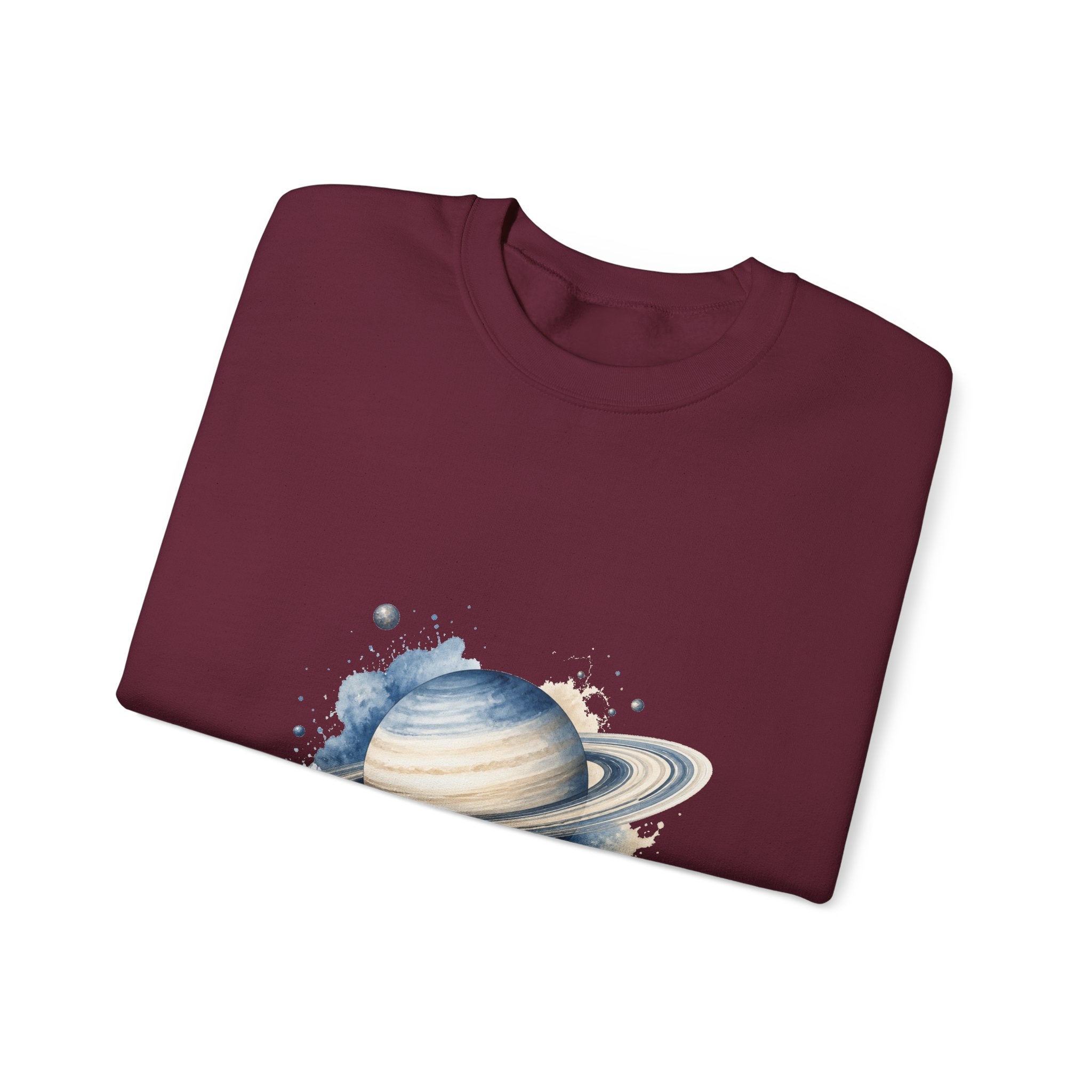 Matching Couple Sweatshirt - Saturn & Jupiter Matching Couple Crewneck Sweatshirt Watercolor Art His Hers Engagement Gift - Design A