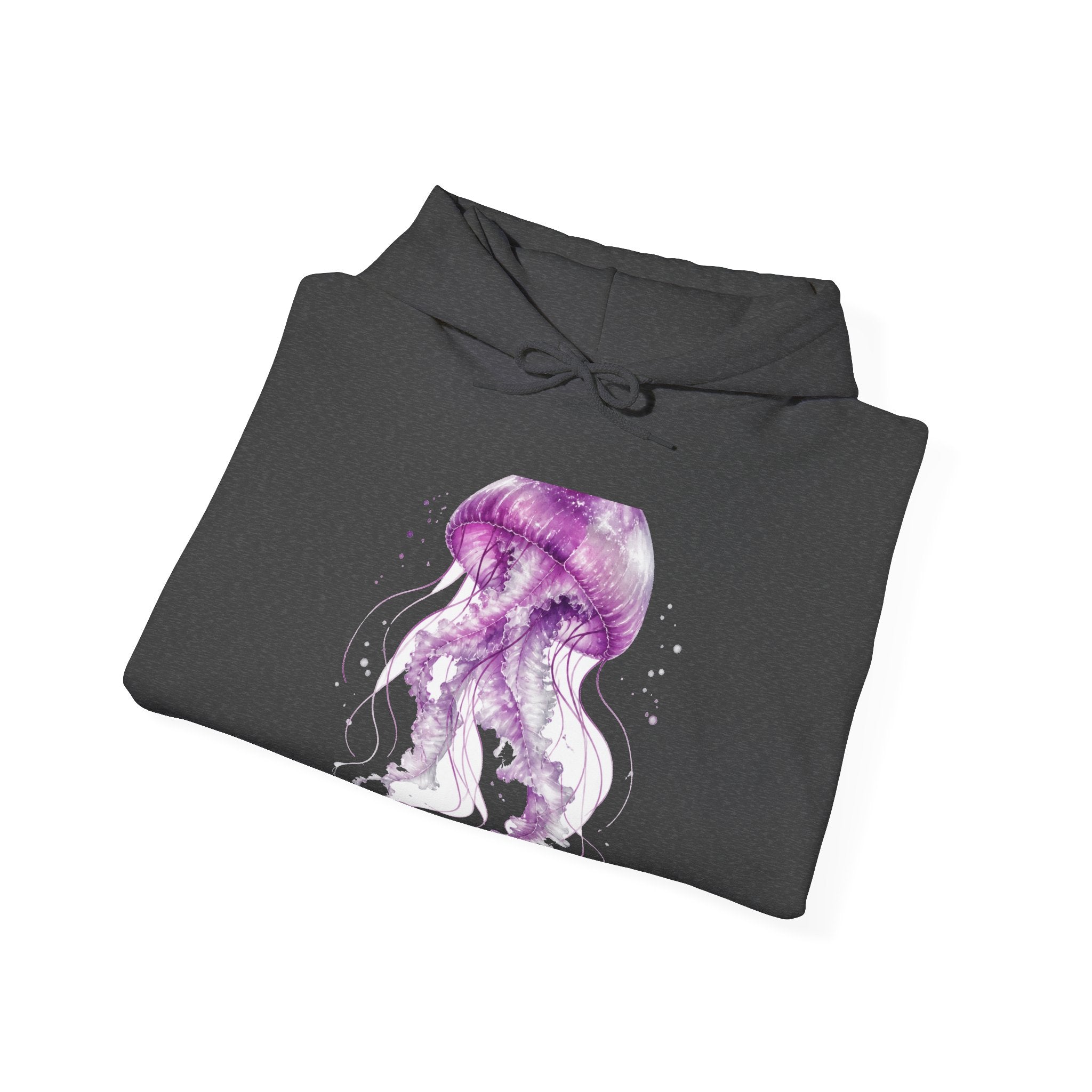 Matching Couple Sweatshirt - Octopus & Jellyfish Matching Couple Hooded Sweatshirt Watercolor Art His Hers Engagement Gift - Design B