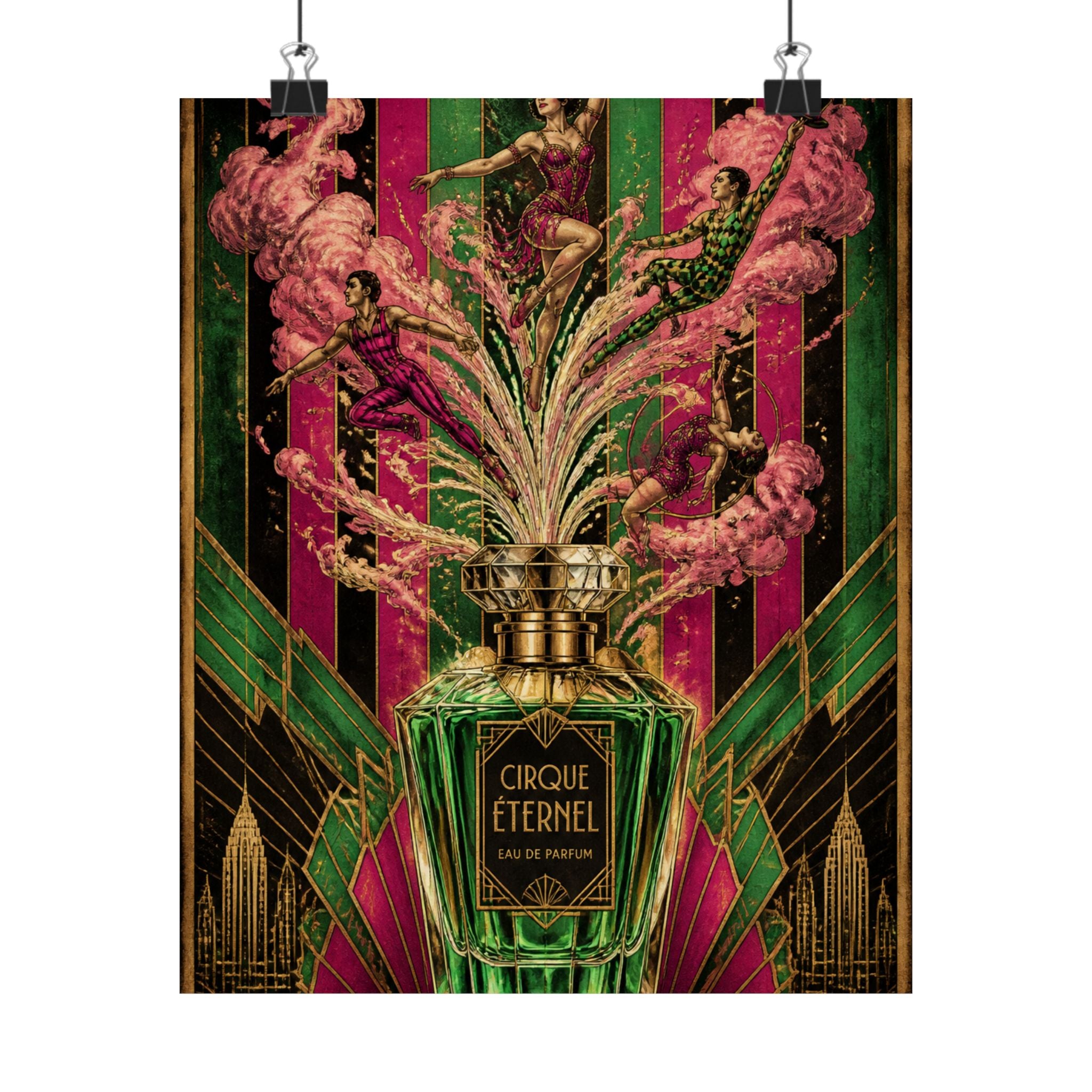 Perfume Bottle Fountain Wall Art Poster 24×36 Art Deco Bar Area Decor Maximalist Print