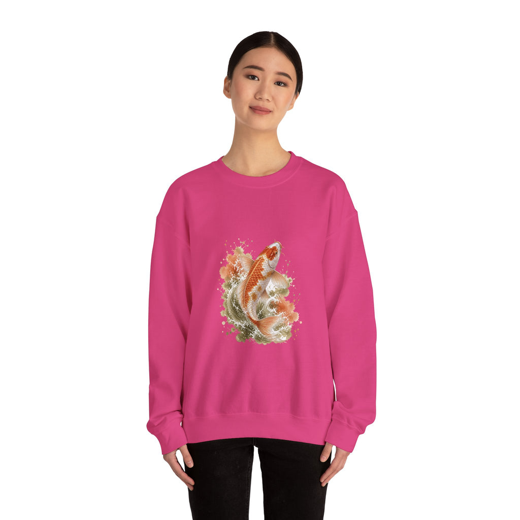 Matching Couple Sweatshirt - Koi Fish Yin Yang Matching Couple Comfort Colors Crew Watercolor Art His Hers Birthday Gift - Design A