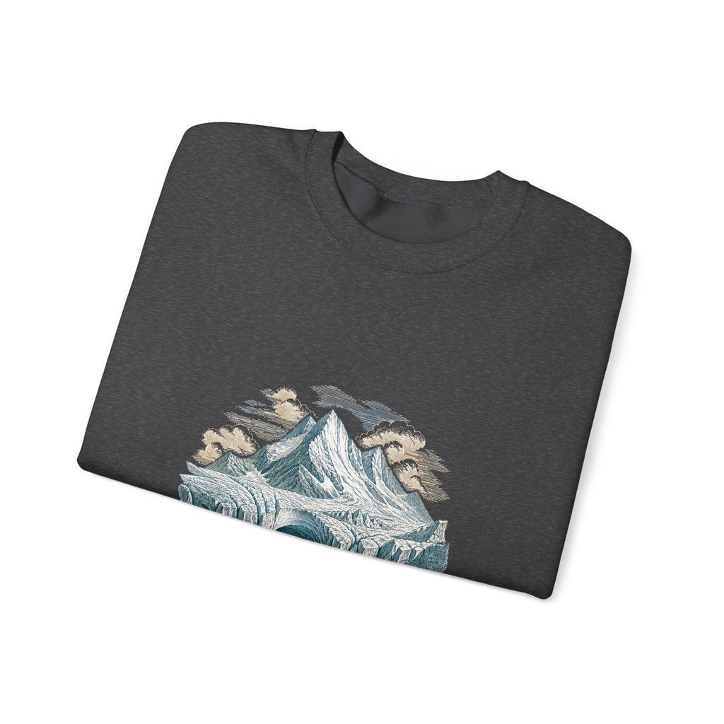 Matching Couple Sweatshirt - Volcano & Glacier Matching Couple Premium Fleece Sweatshirt Vintage Art His Hers Honeymoon Gift - Design B