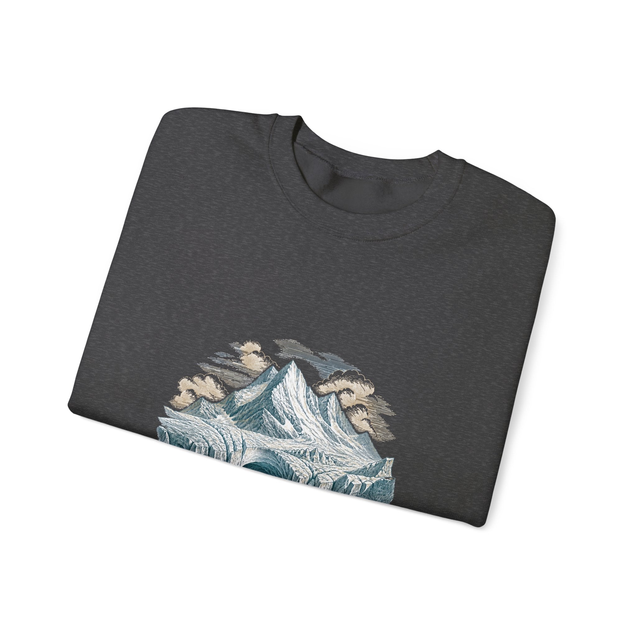 Matching Couple Sweatshirt - Volcano & Glacier Matching Couple Premium Fleece Sweatshirt Vintage Art His Hers Honeymoon Gift - Design B