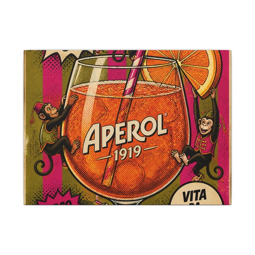 Aperol Spritz Monkeys Wall Art Canvas 16×20 Pop Art Living Room Decor Maximalist Print