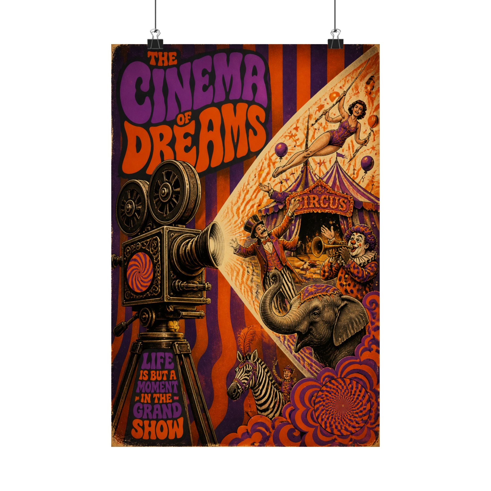 Film Camera Projector Show Wall Art Poster 24×36 Psychedelic Dining Room Decor Maximalist Print