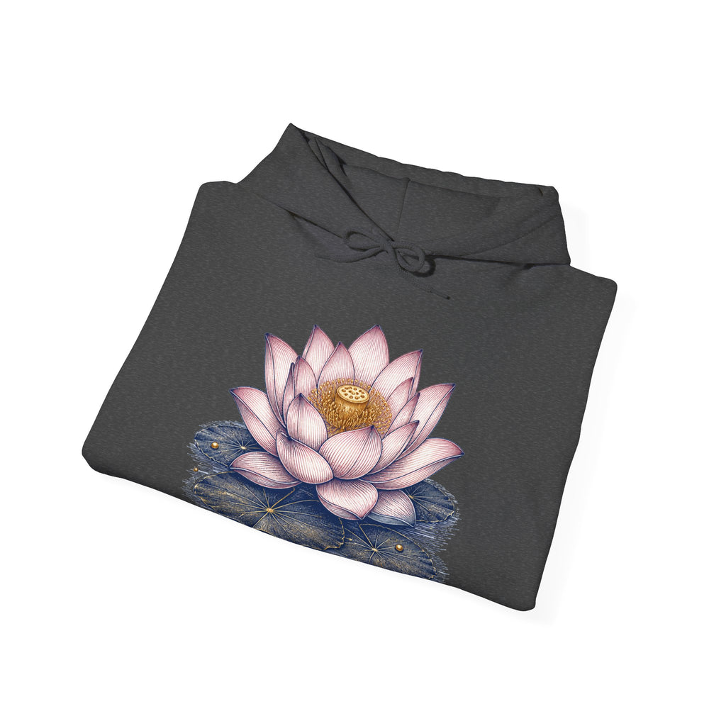 Matching Couple Sweatshirt - Open & Closed Lotus Matching Couple Hooded Sweatshirt Vintage Art His Hers Wedding Gift - Design A