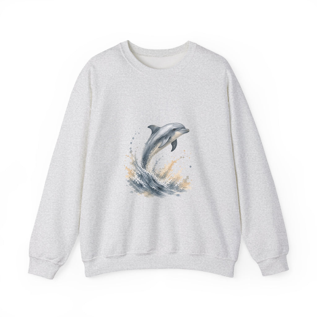 Matching Couple Sweatshirt - Shark & Dolphin Matching Couple Comfort Colors Crew Watercolor Art His Hers Birthday Gift - Design B