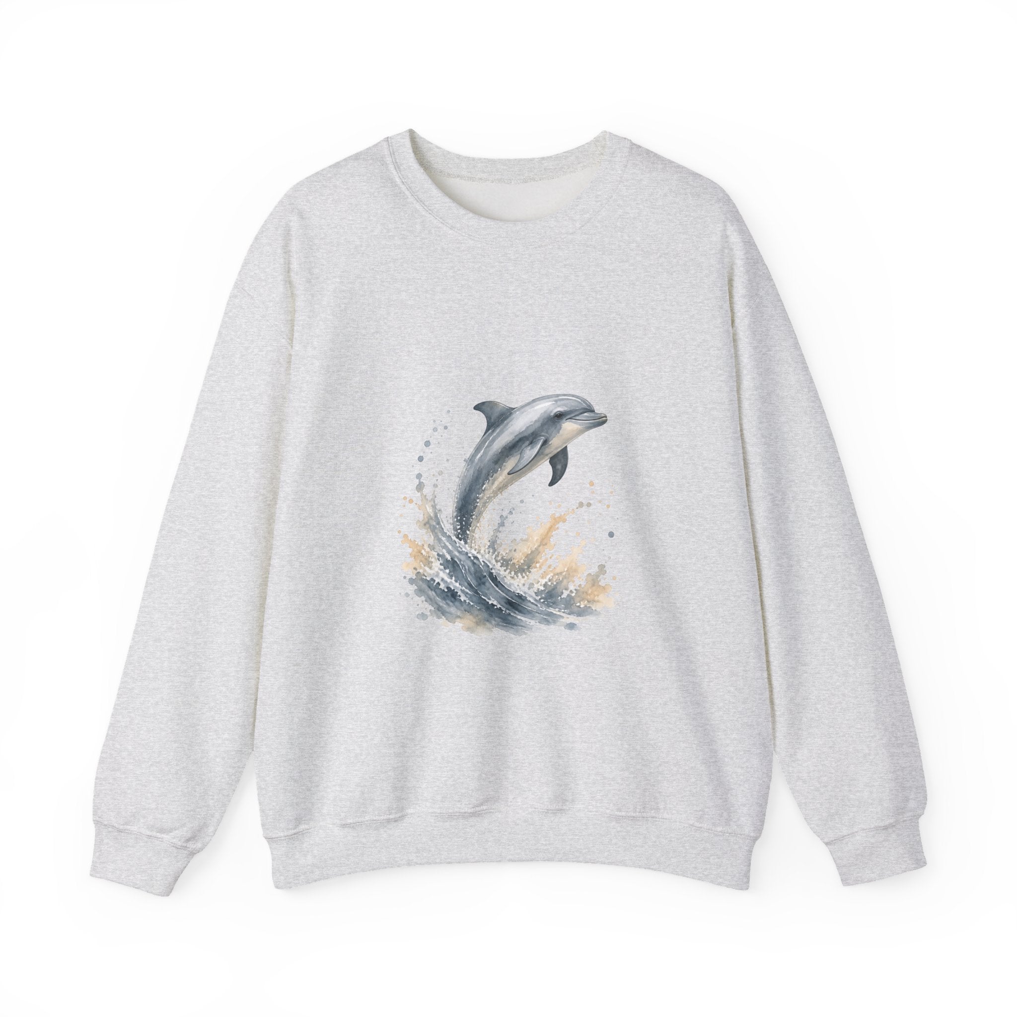 Matching Couple Sweatshirt - Shark & Dolphin Matching Couple Comfort Colors Crew Watercolor Art His Hers Birthday Gift - Design B