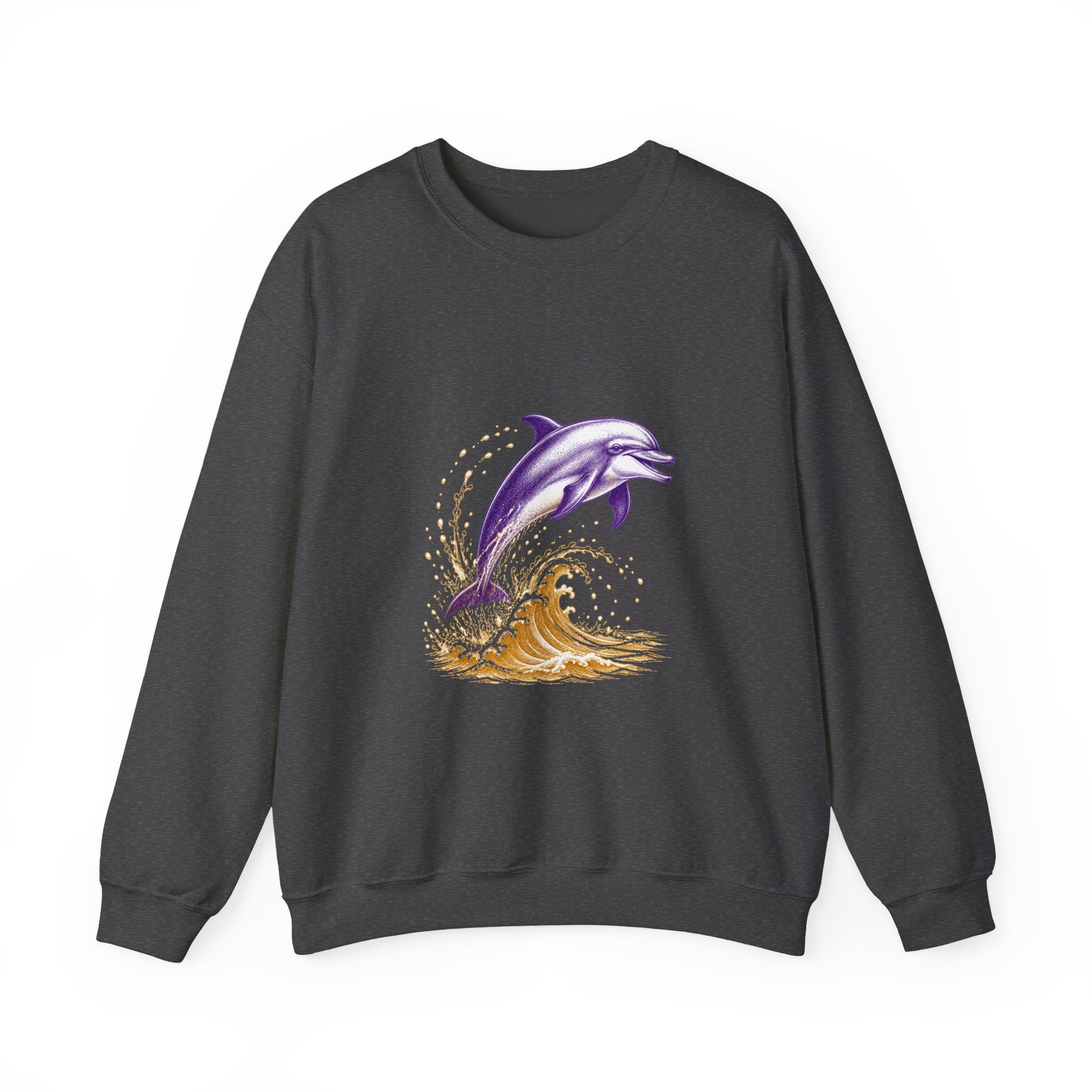 Matching Couple Sweatshirt - Shark & Dolphin Matching Couple Crewneck Sweatshirt Vintage Art His Hers Wedding Gift - Design B