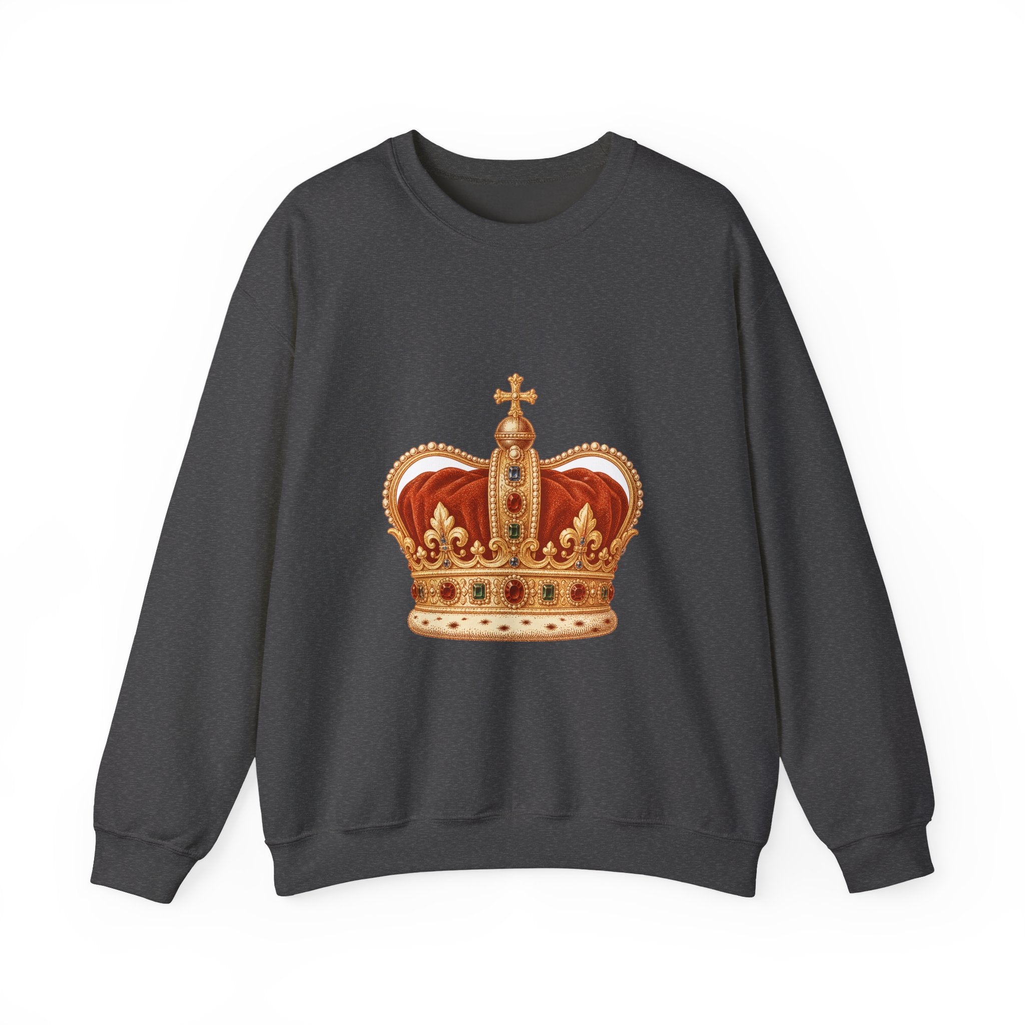 Matching Couple Sweatshirt - Crown & Shield Matching Couple Premium Fleece Sweatshirt Vintage Art His Hers Honeymoon Gift - Design A
