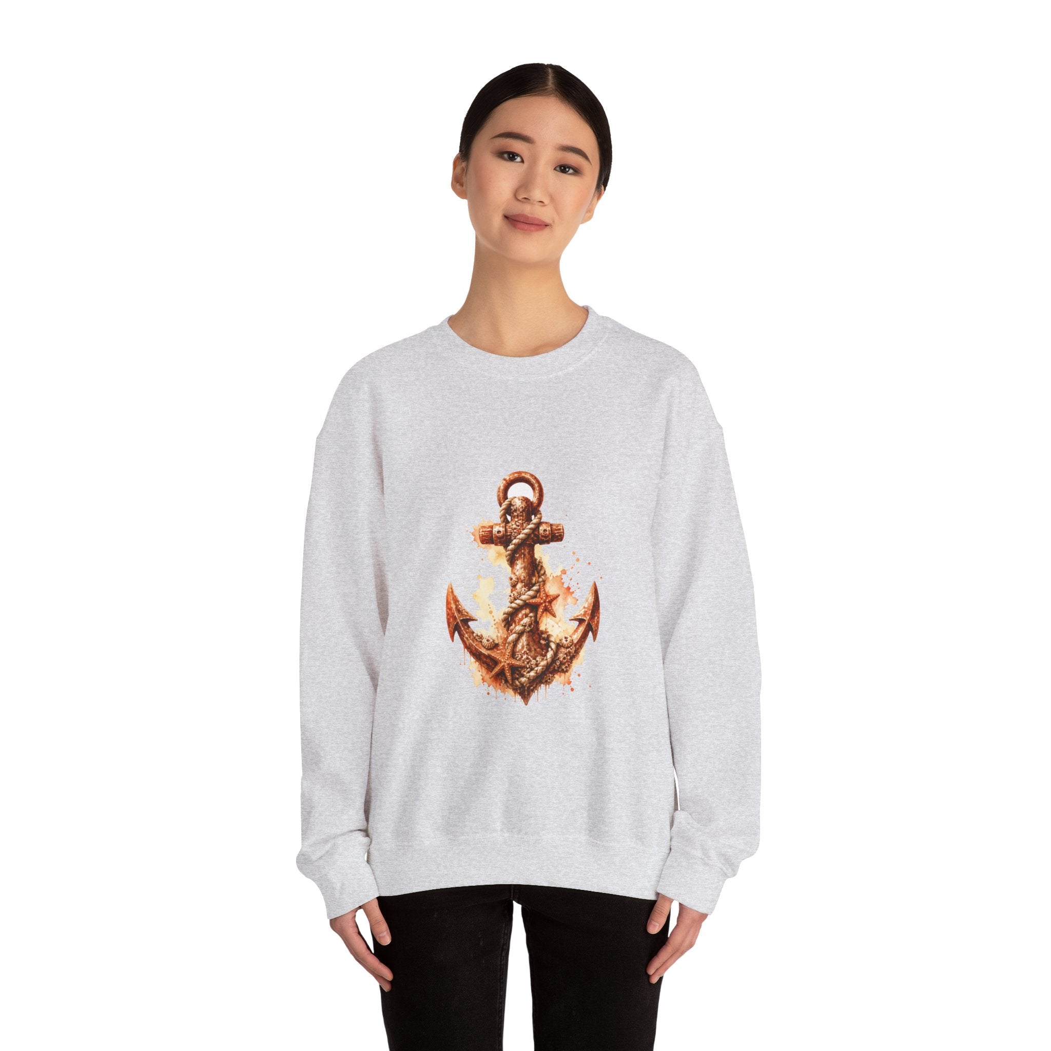 Matching Couple Sweatshirt - Anchor & Sail Matching Couple Crewneck Sweatshirt Watercolor Art His Hers Engagement Gift - Design A