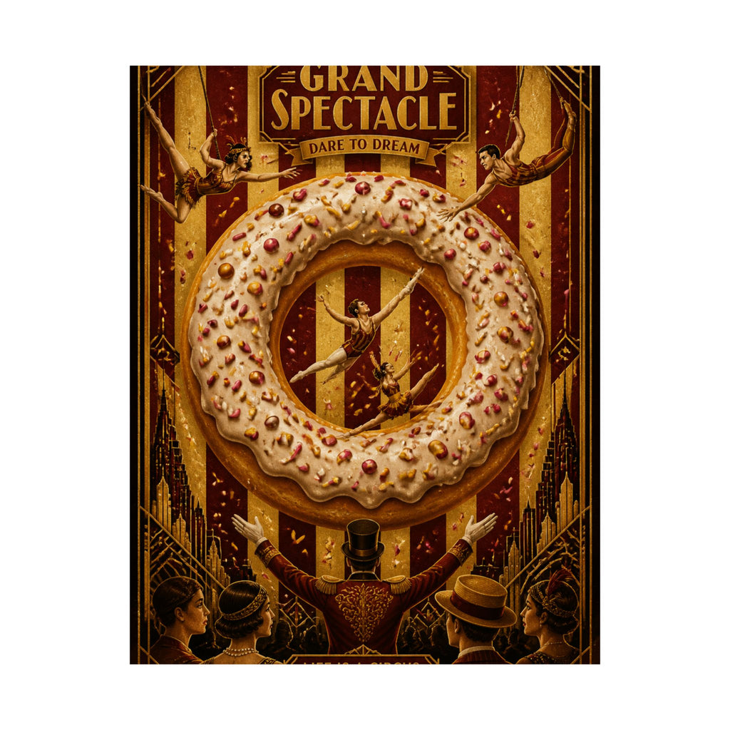 Donut Circus Ring Wall Art Poster 24×36 Art Deco Bar Area Decor Maximalist Print