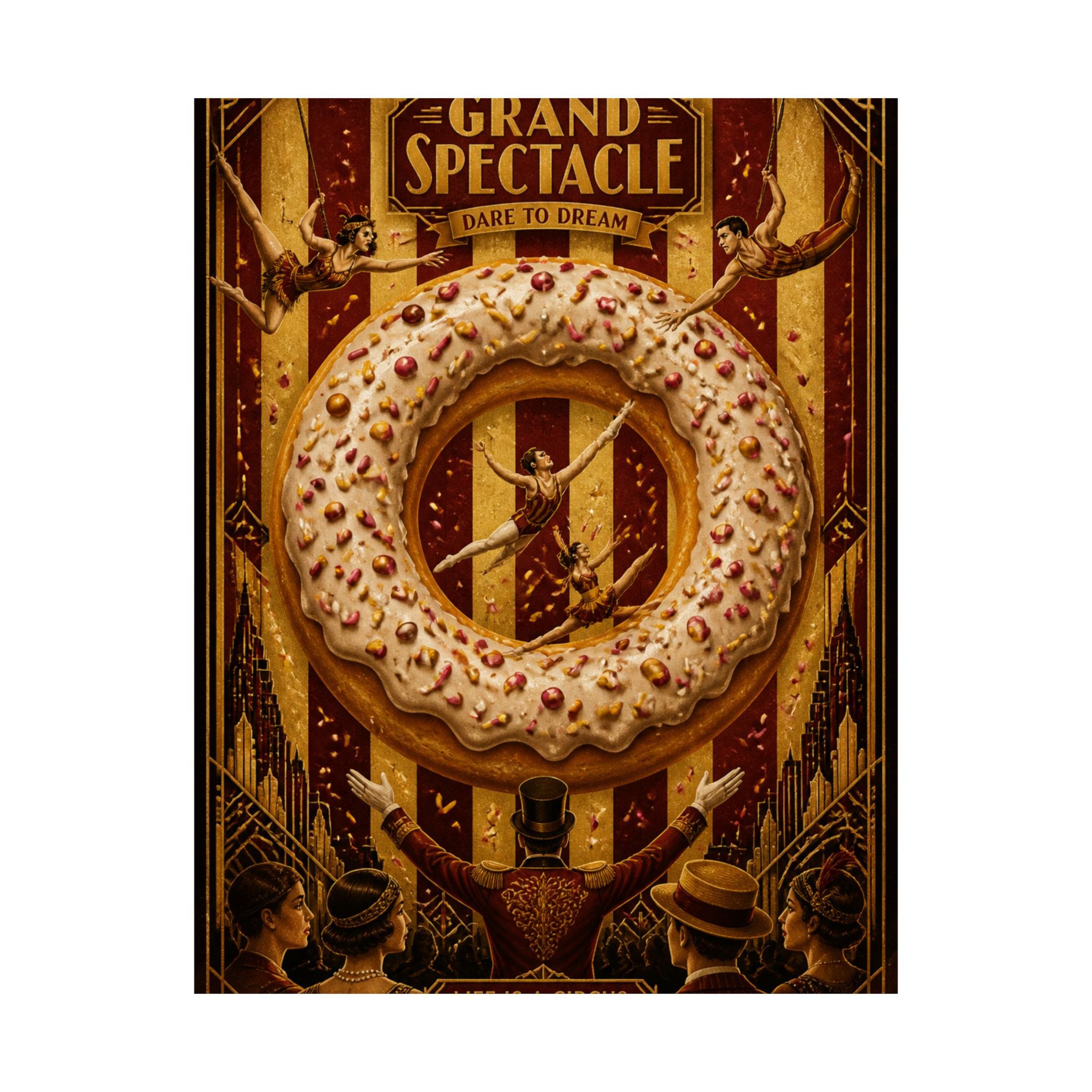 Donut Circus Ring Wall Art Poster 24×36 Art Deco Bar Area Decor Maximalist Print