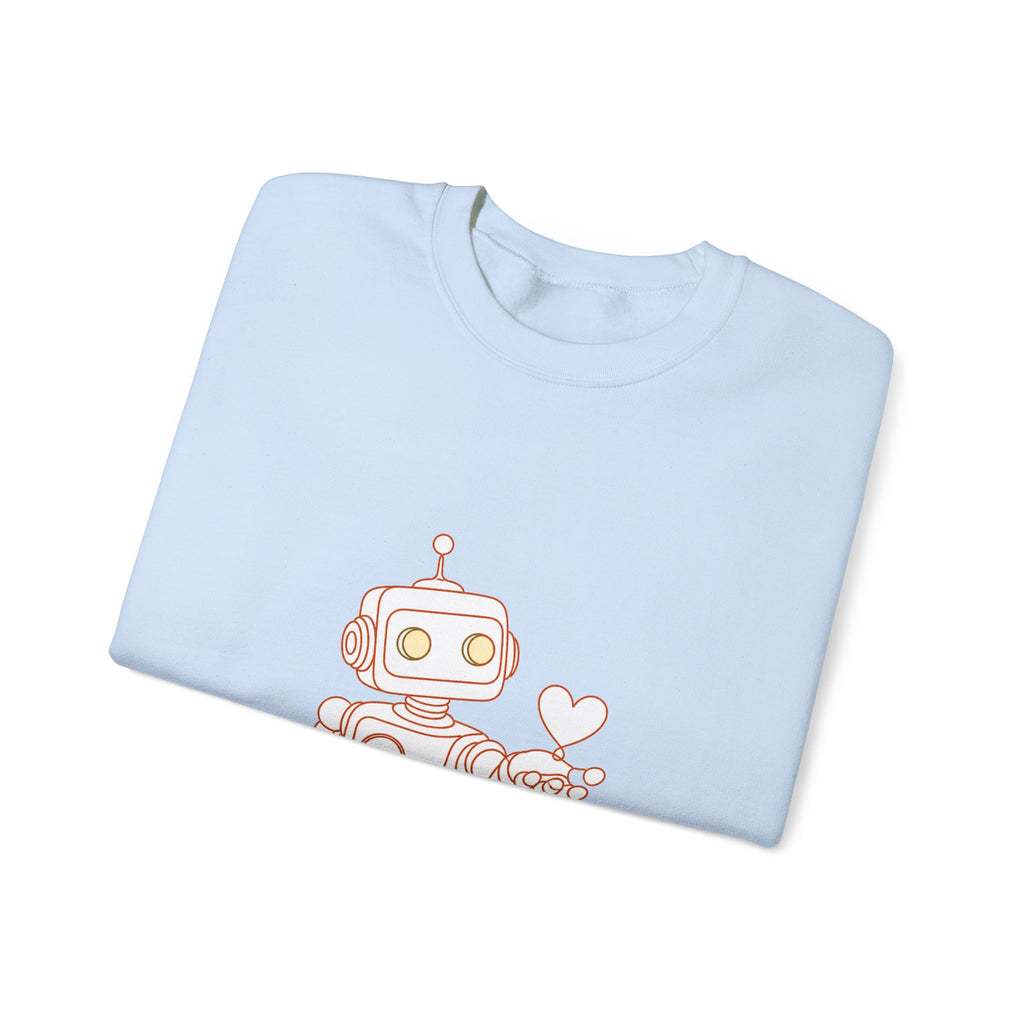 Matching Couple Sweatshirt - Robot & Heart Matching Couple Crewneck Sweatshirt Minimalist Art His Hers Valentine Gift - Design A