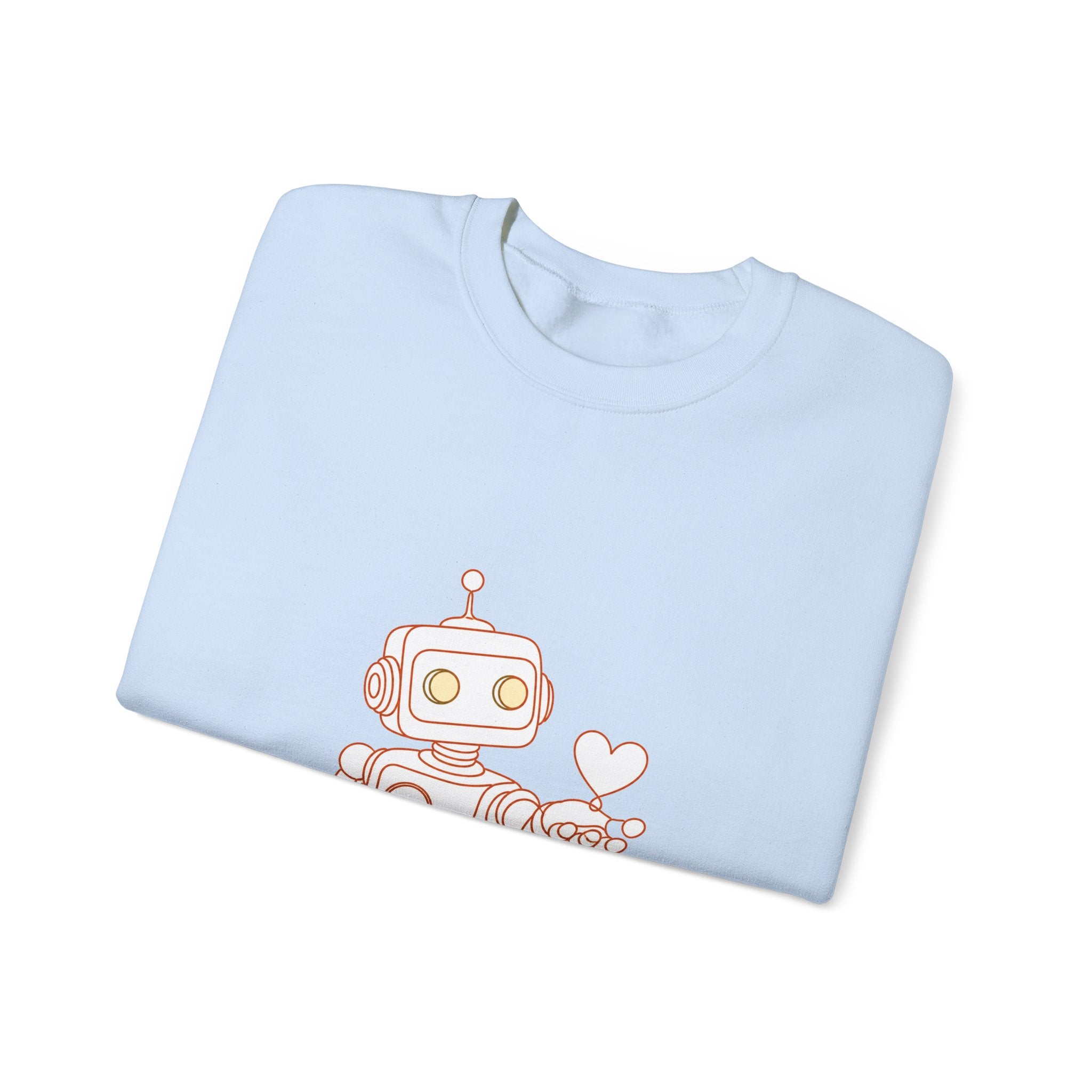 Matching Couple Sweatshirt - Robot & Heart Matching Couple Crewneck Sweatshirt Minimalist Art His Hers Valentine Gift - Design A