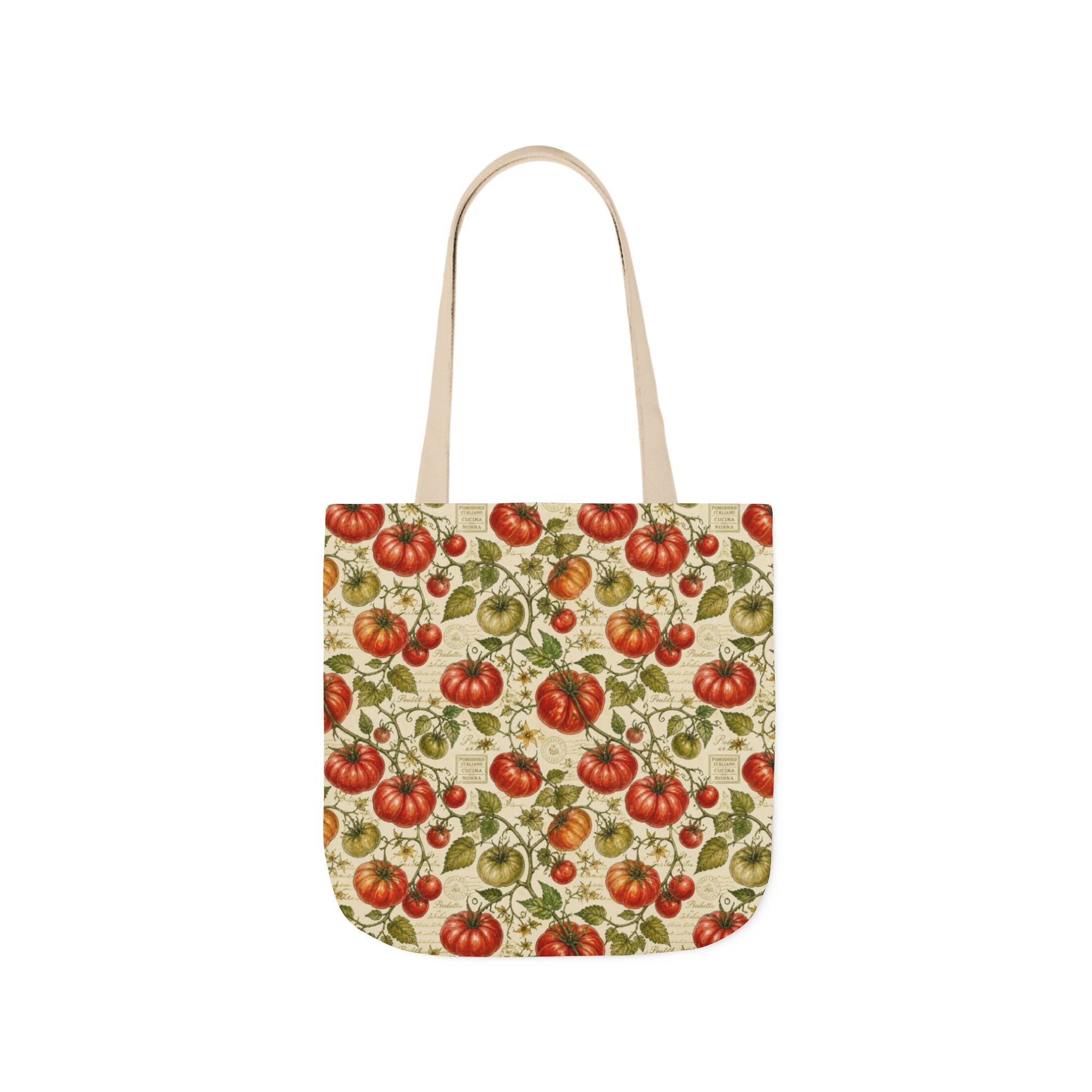 Heritage Tomatoes Canvas Tote Bag Mediterranean Kitchen Watercolor Design Italian Cottagecore Gift