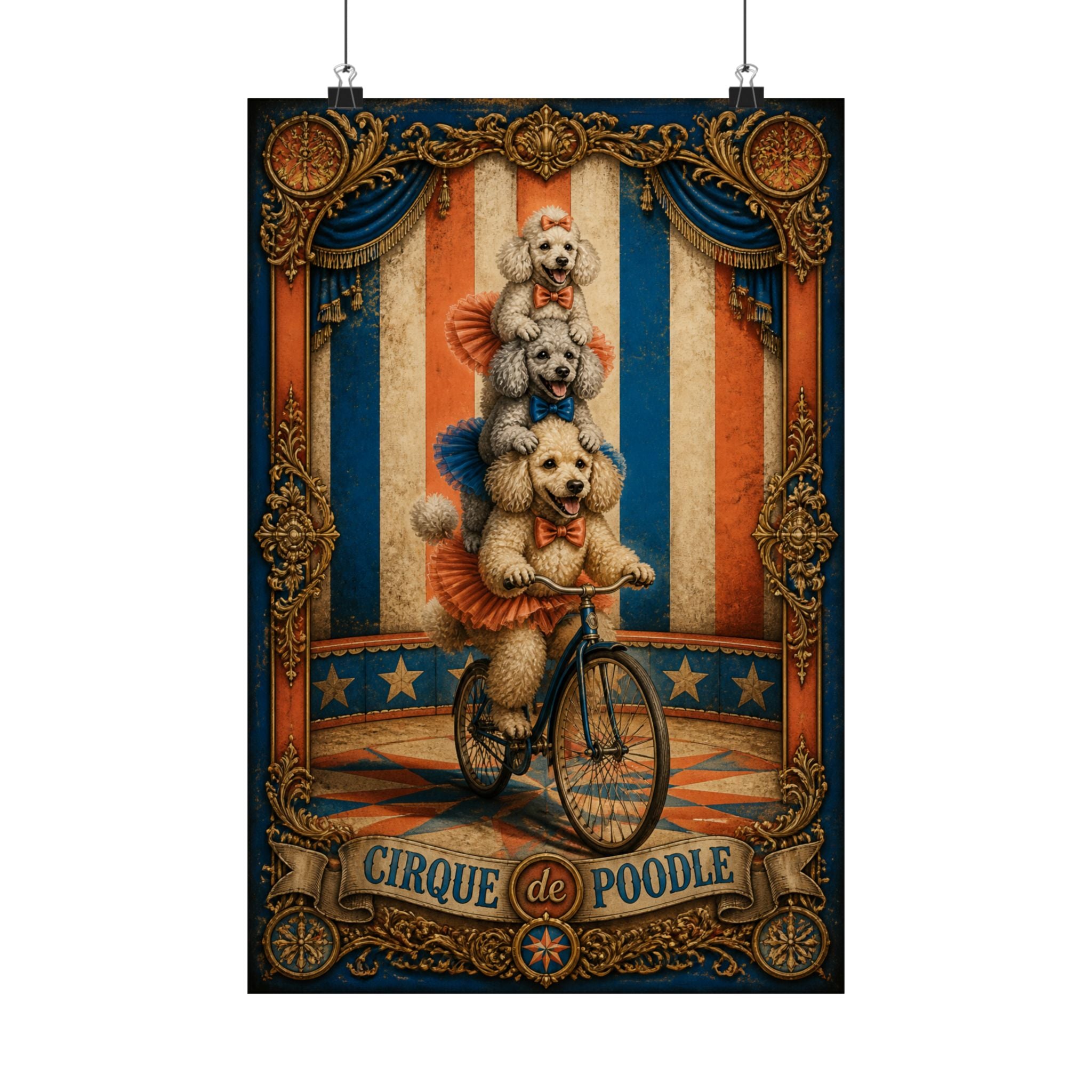 Poodle Stack Bicycle Wall Art Poster 24×36 Baroque Studio Decor Maximalist Print