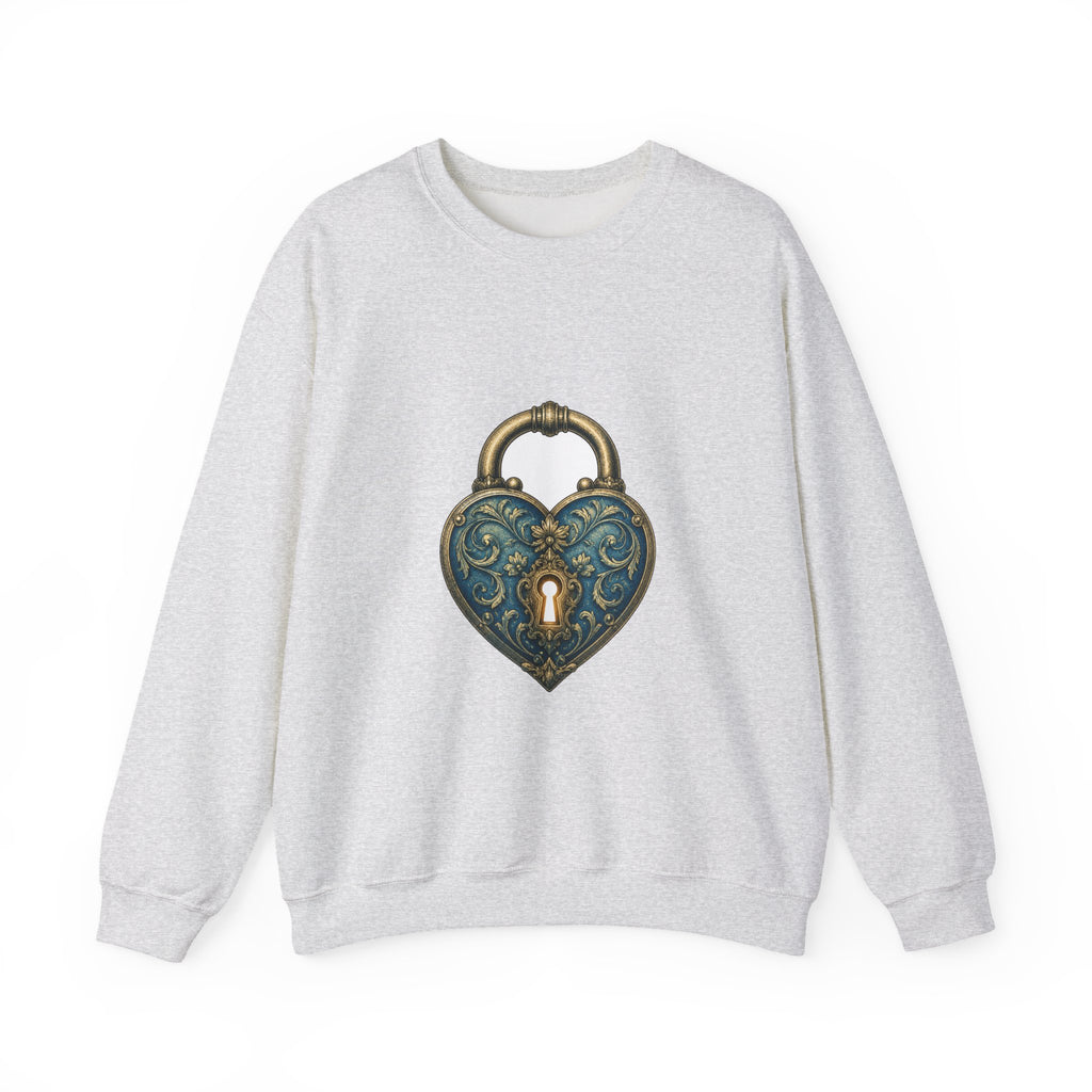 Matching Couple Sweatshirt - Key & Lock Matching Couple Crewneck Sweatshirt Vintage Art His Hers Wedding Gift - Design B