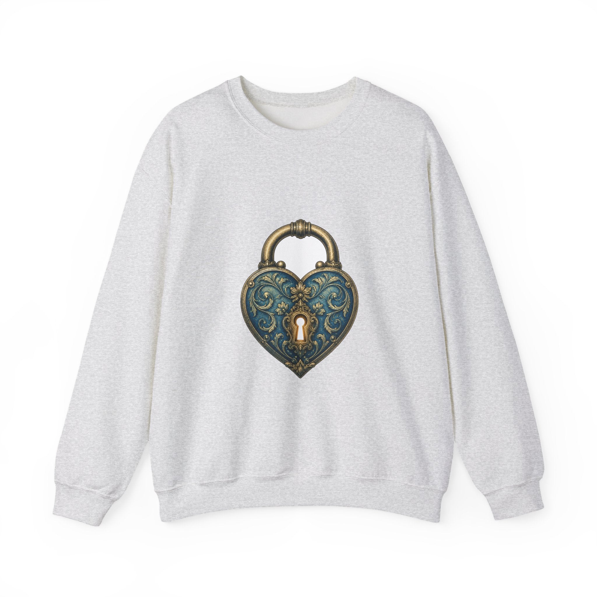 Matching Couple Sweatshirt - Key & Lock Matching Couple Crewneck Sweatshirt Vintage Art His Hers Wedding Gift - Design B