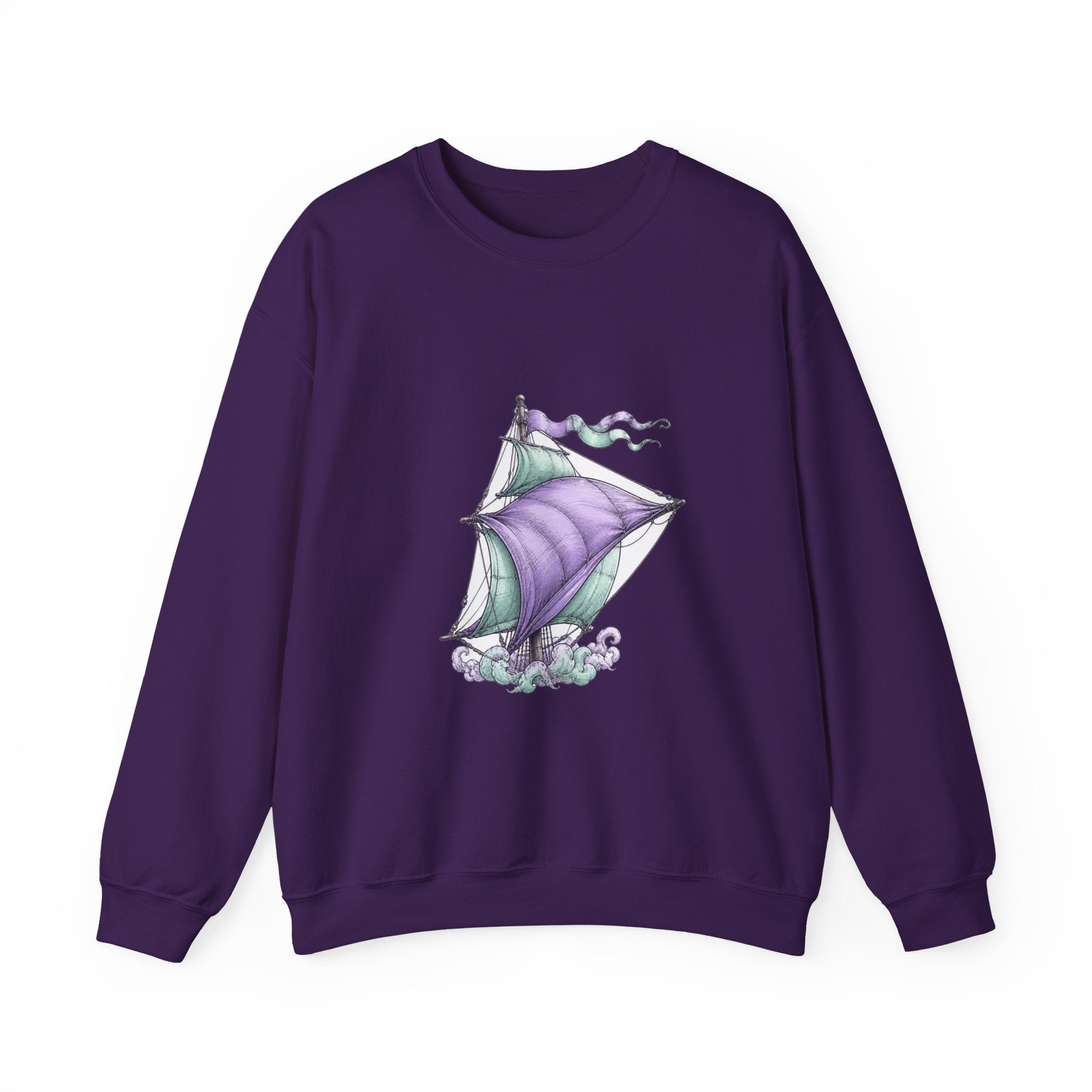 Matching Couple Sweatshirt - Anchor & Sail Matching Couple Premium Fleece Sweatshirt Hand-Drawn Art His Hers Anniversary Gift - Design B