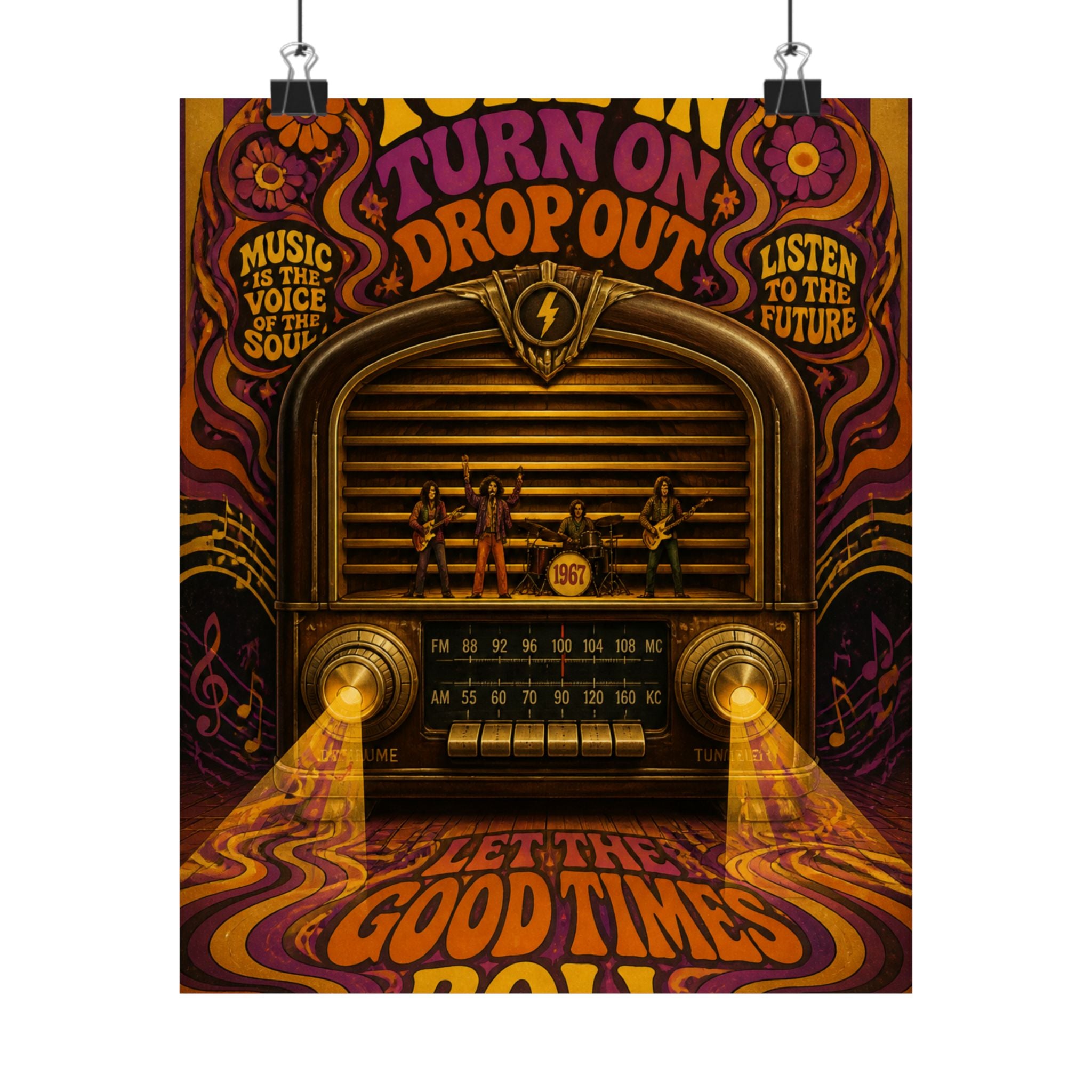 Vintage Radio Stage Wall Art Poster 18×24 Psychedelic Cafe Decor Maximalist Print