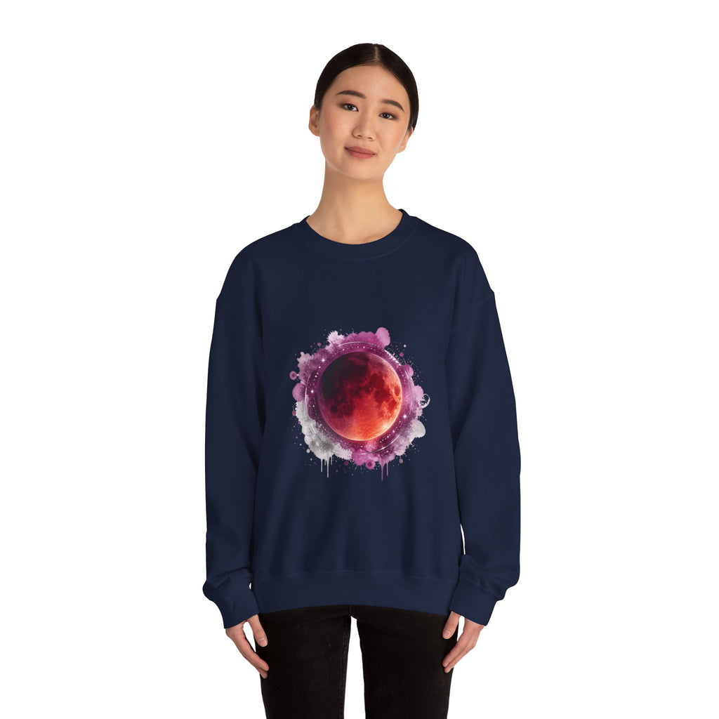 Matching Couple Sweatshirt - Solar & Lunar Eclipse Matching Couple Premium Fleece Sweatshirt Watercolor Art His Hers Birthday Gift - Design B