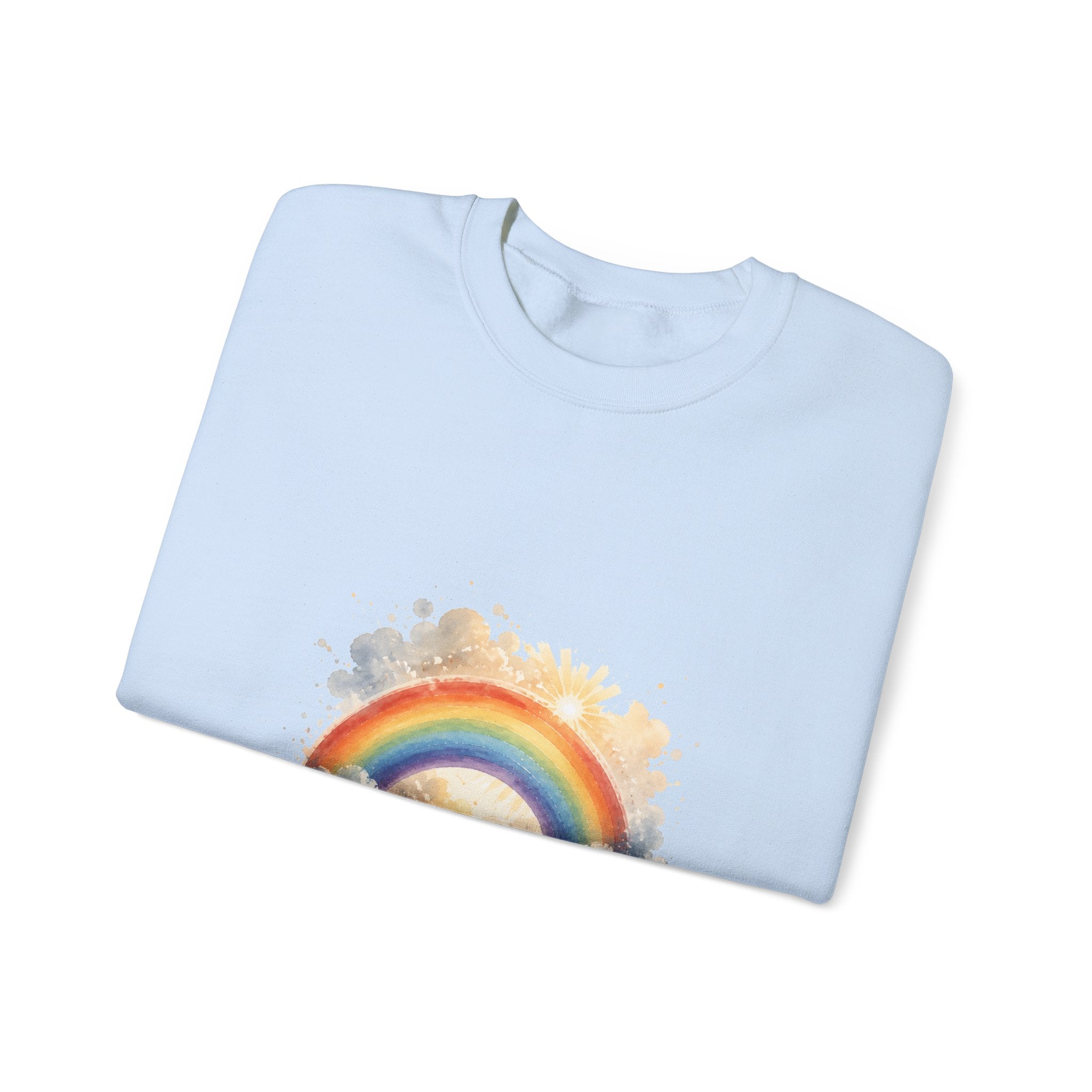Matching Couple Sweatshirt - Storm & Rainbow Matching Couple Crewneck Sweatshirt Watercolor Art His Hers Engagement Gift - Design B
