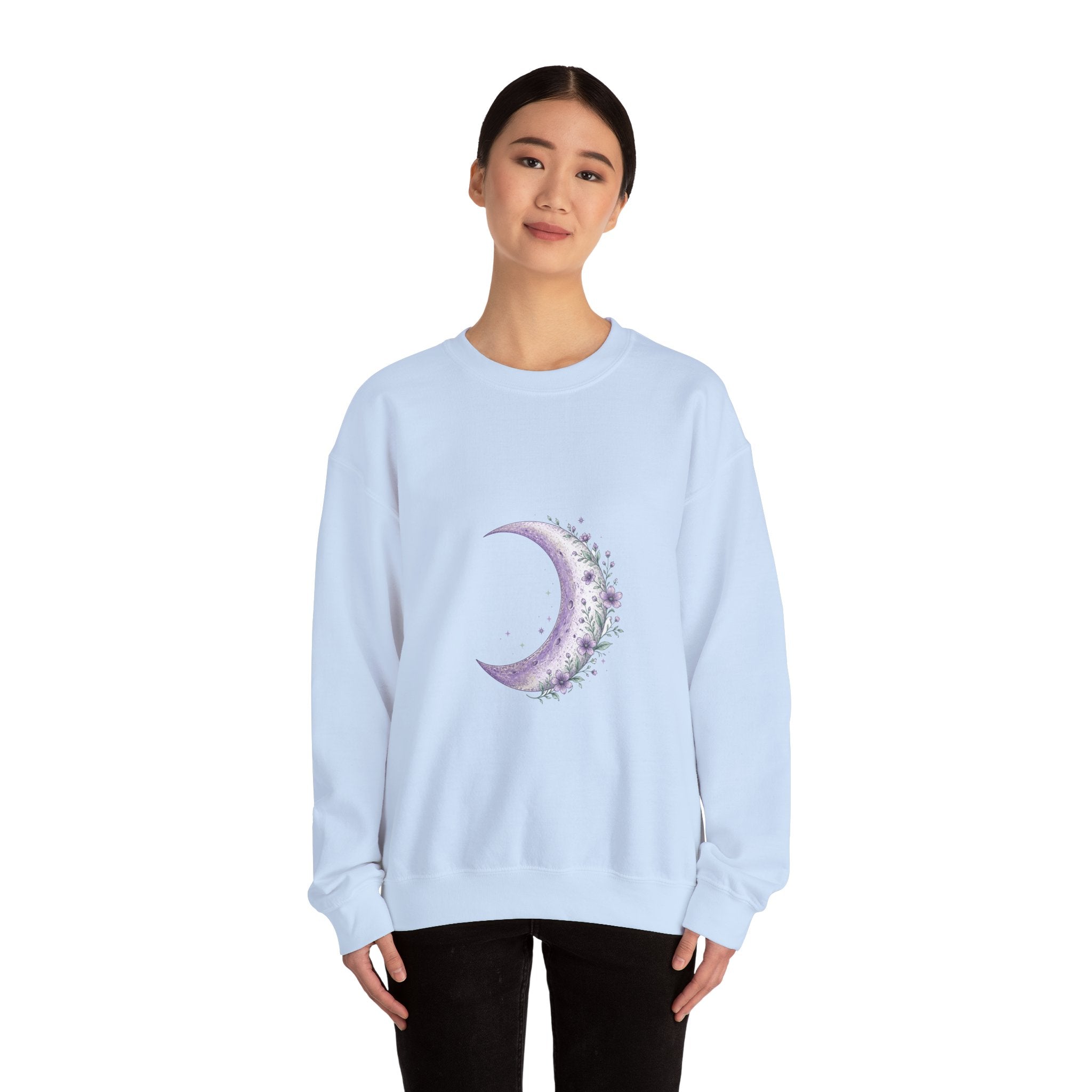 Matching Couple Sweatshirt - Waxing & Waning Moon Matching Couple Comfort Colors Crew Hand-Drawn Art His Hers Anniversary Gift - Design A