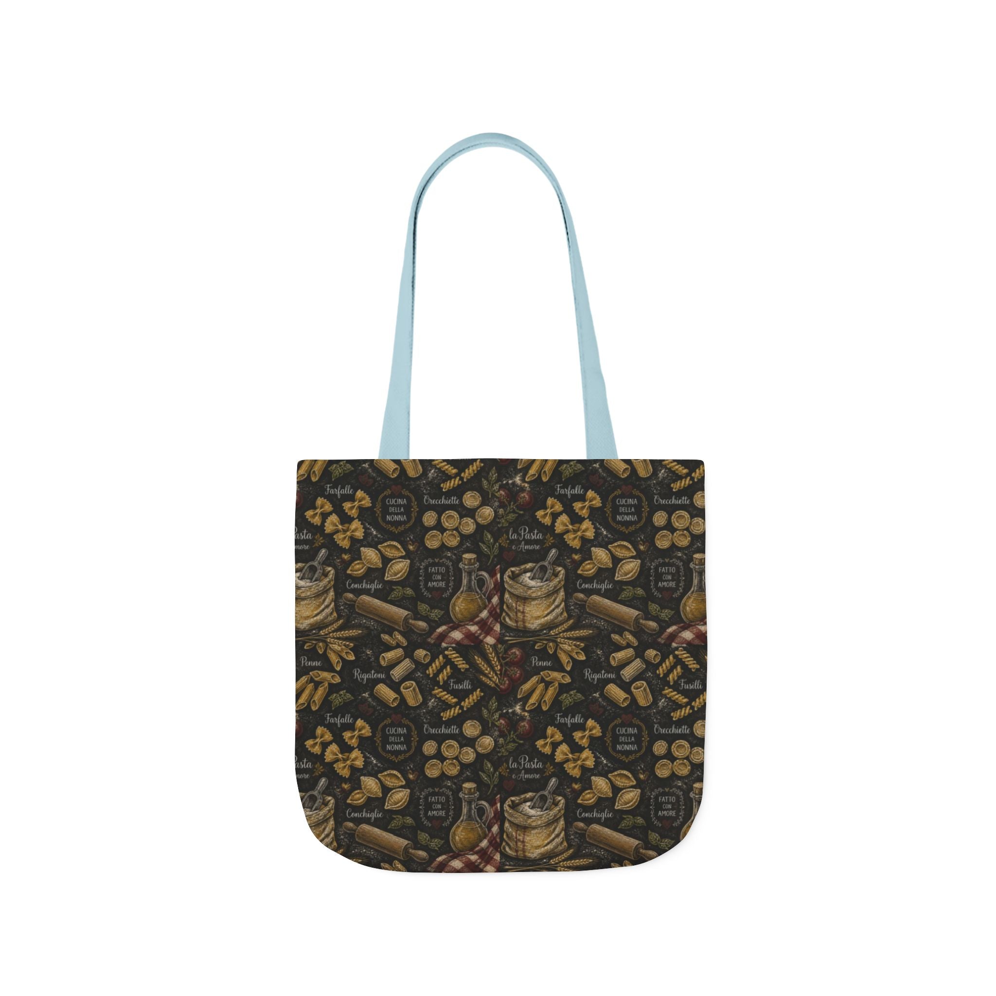 Italian Pasta Shapes Canvas Tote Bag Mediterranean Kitchen Chalk Art Design Italian Cottagecore Gift