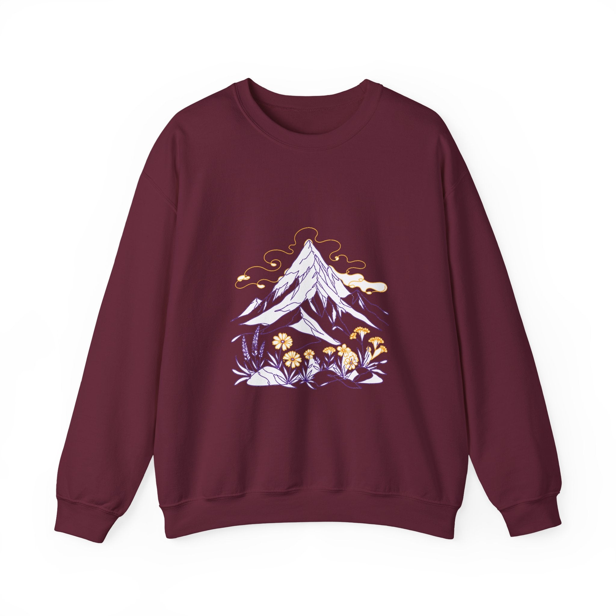 Matching Couple Sweatshirt - Mountain & Ocean Matching Couple Premium Fleece Sweatshirt Minimalist Art His Hers Christmas Gift - Design A